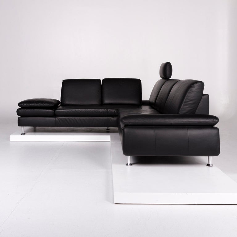 Willi Schillig Designer Leder Sofa Garnitur Schwarz Ecksofa Sessel