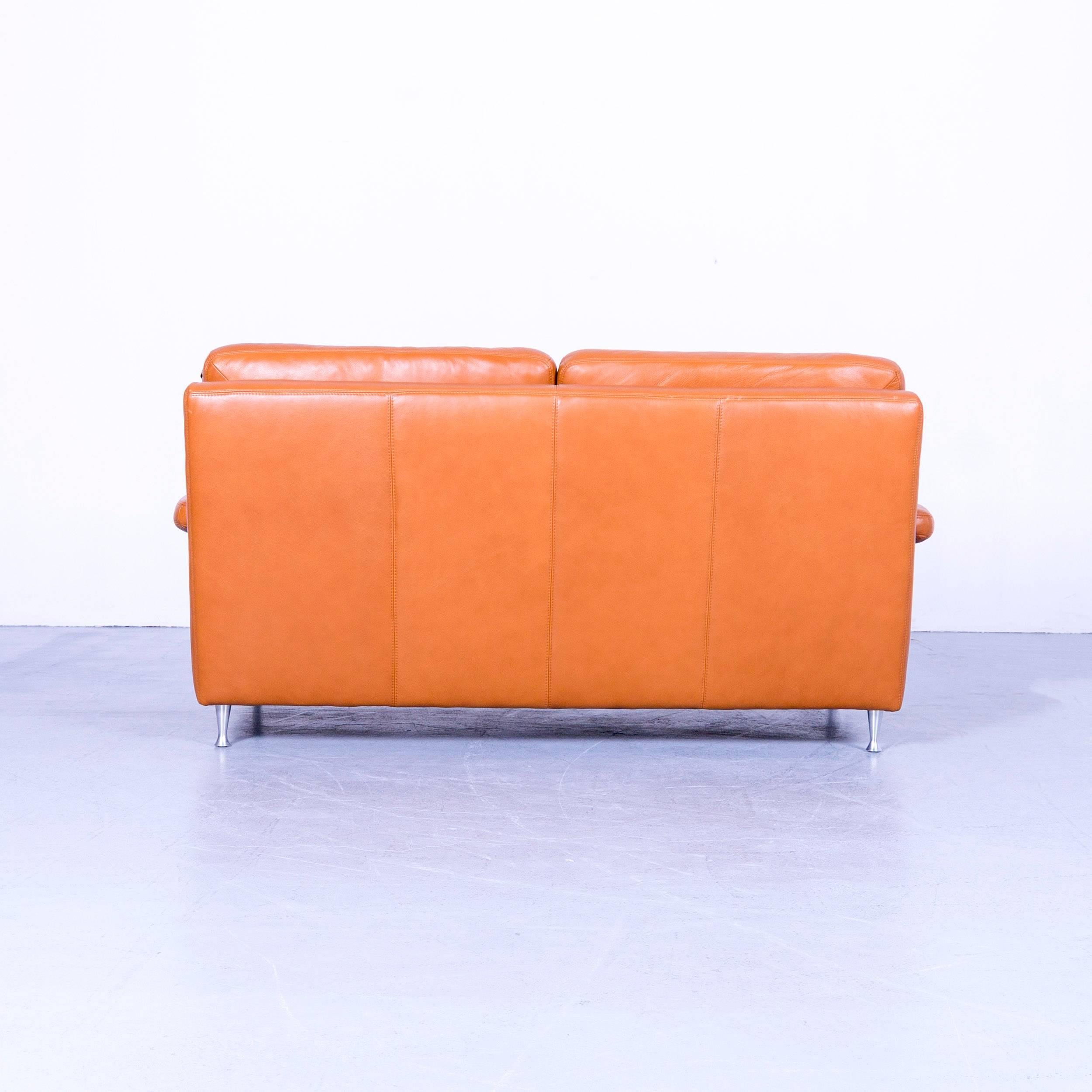 Willi Schillig Designer Sofa Two-Seat Beige Leather Couch 6