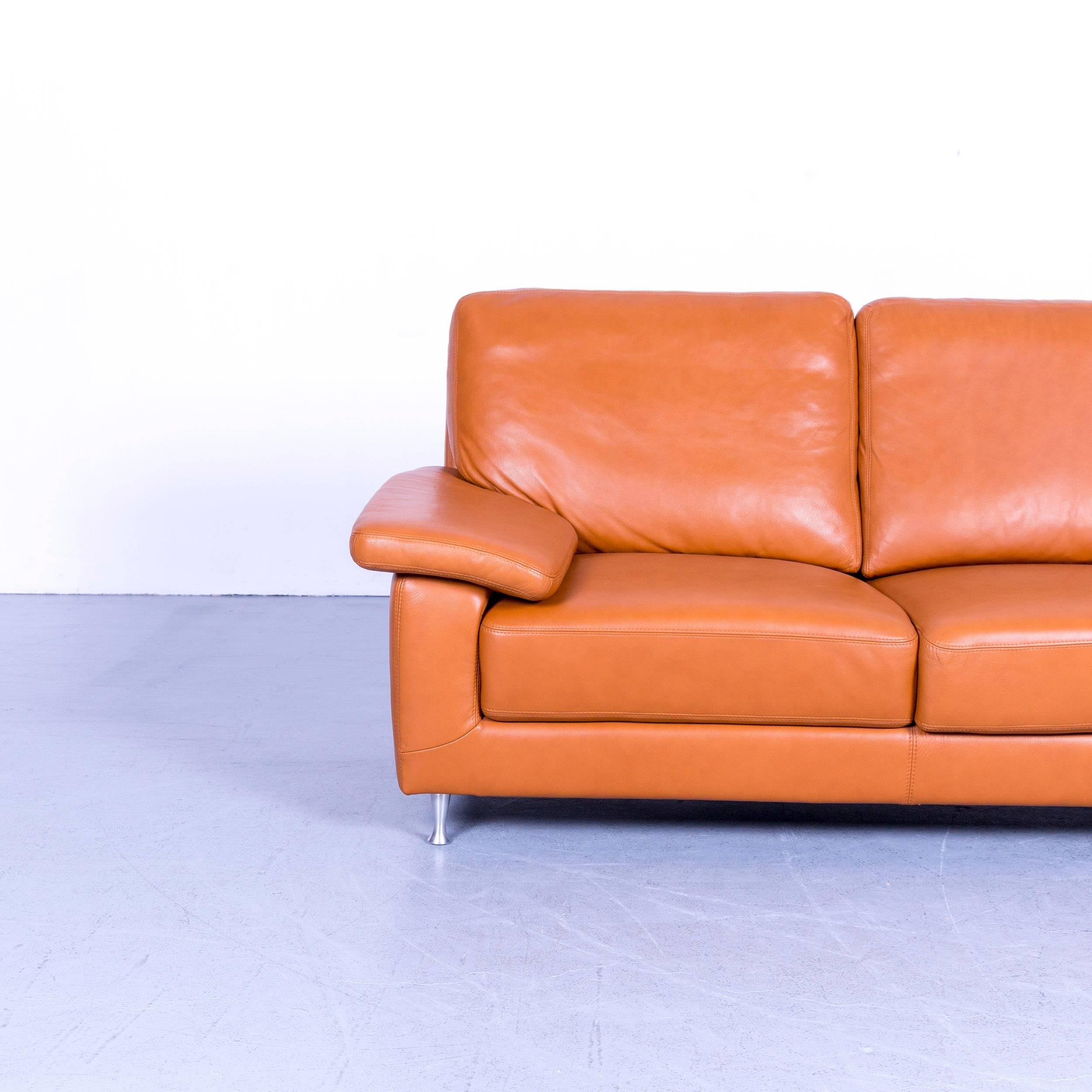 German Willi Schillig Designer Sofa Two-Seat Beige Leather Couch