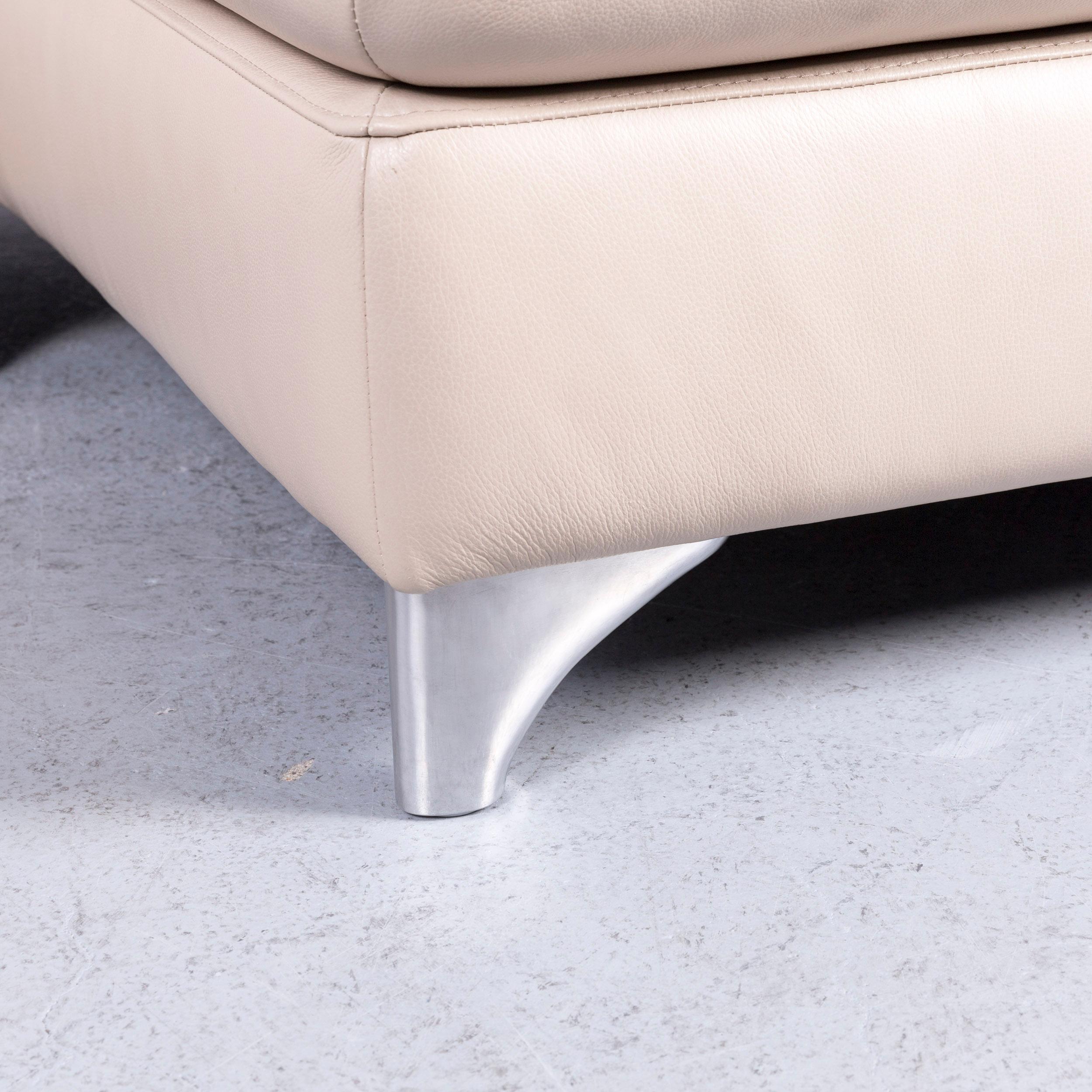 Willi Schillig Enjoy Designer Leather Sofa Footstool Set Beige Modern 5