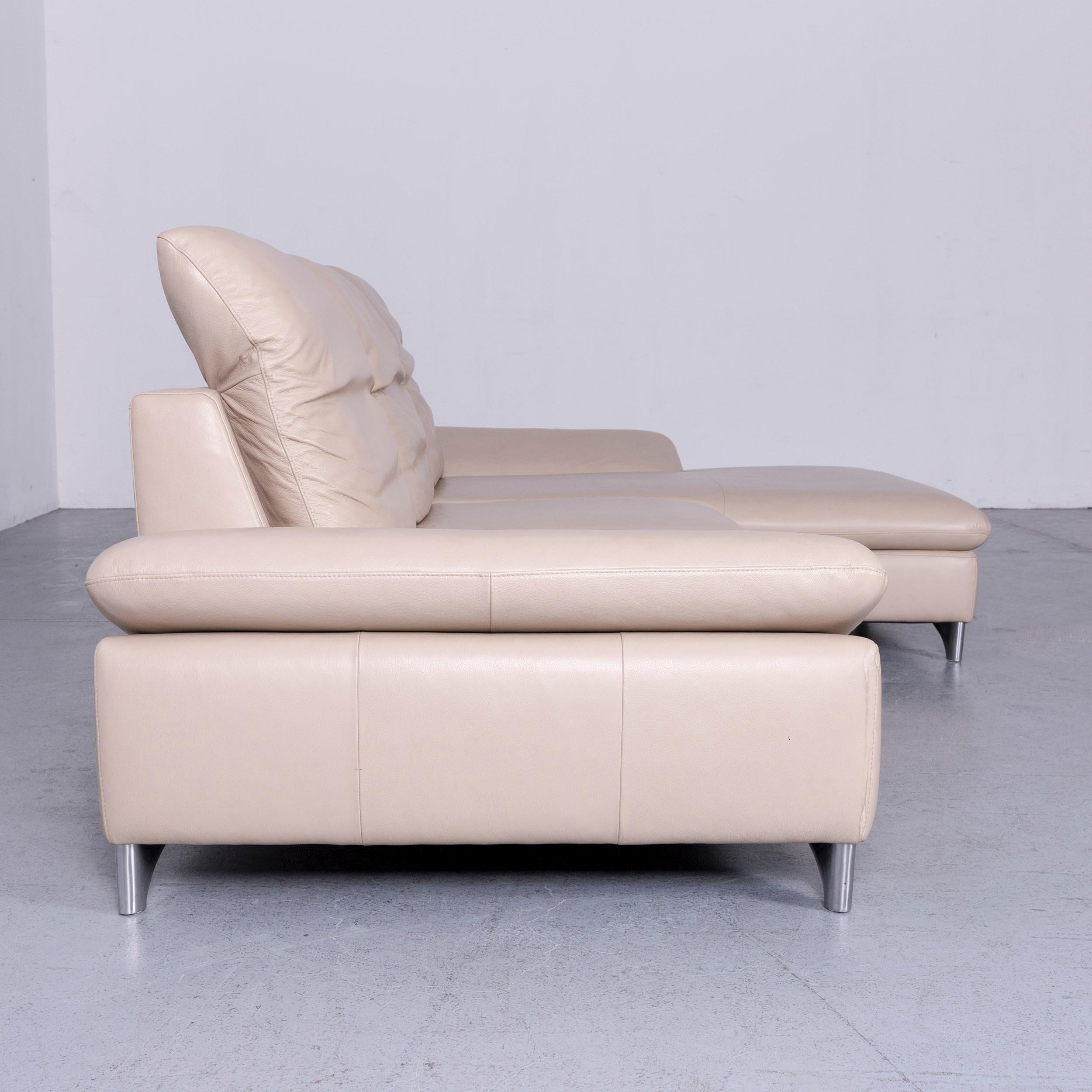 Willi Schillig Enjoy Designer Leather Sofa Footstool Set Beige Modern 7