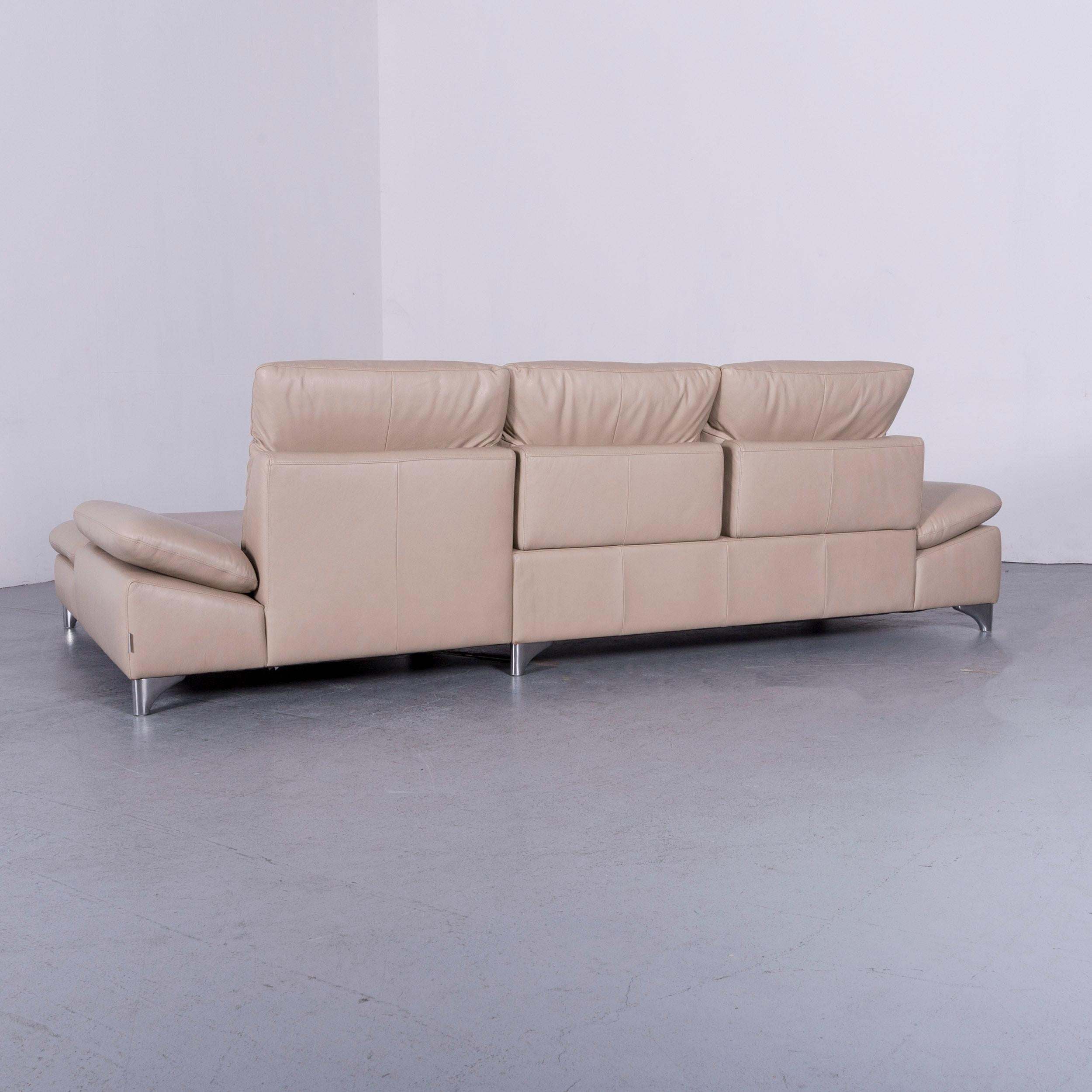 Willi Schillig Enjoy Designer Leather Sofa Footstool Set Beige Modern 8