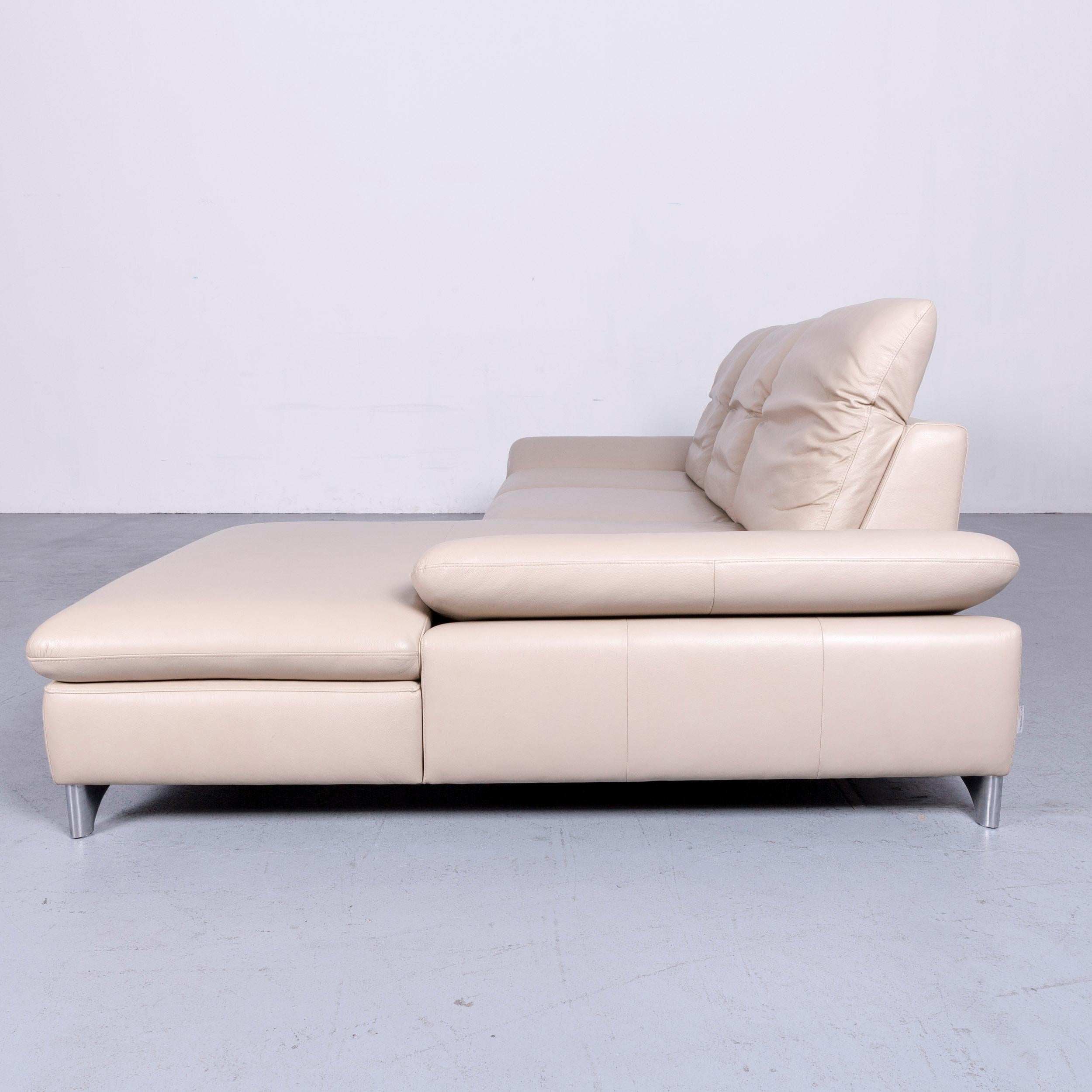 Willi Schillig Enjoy Designer Leather Sofa Footstool Set Beige Modern 9