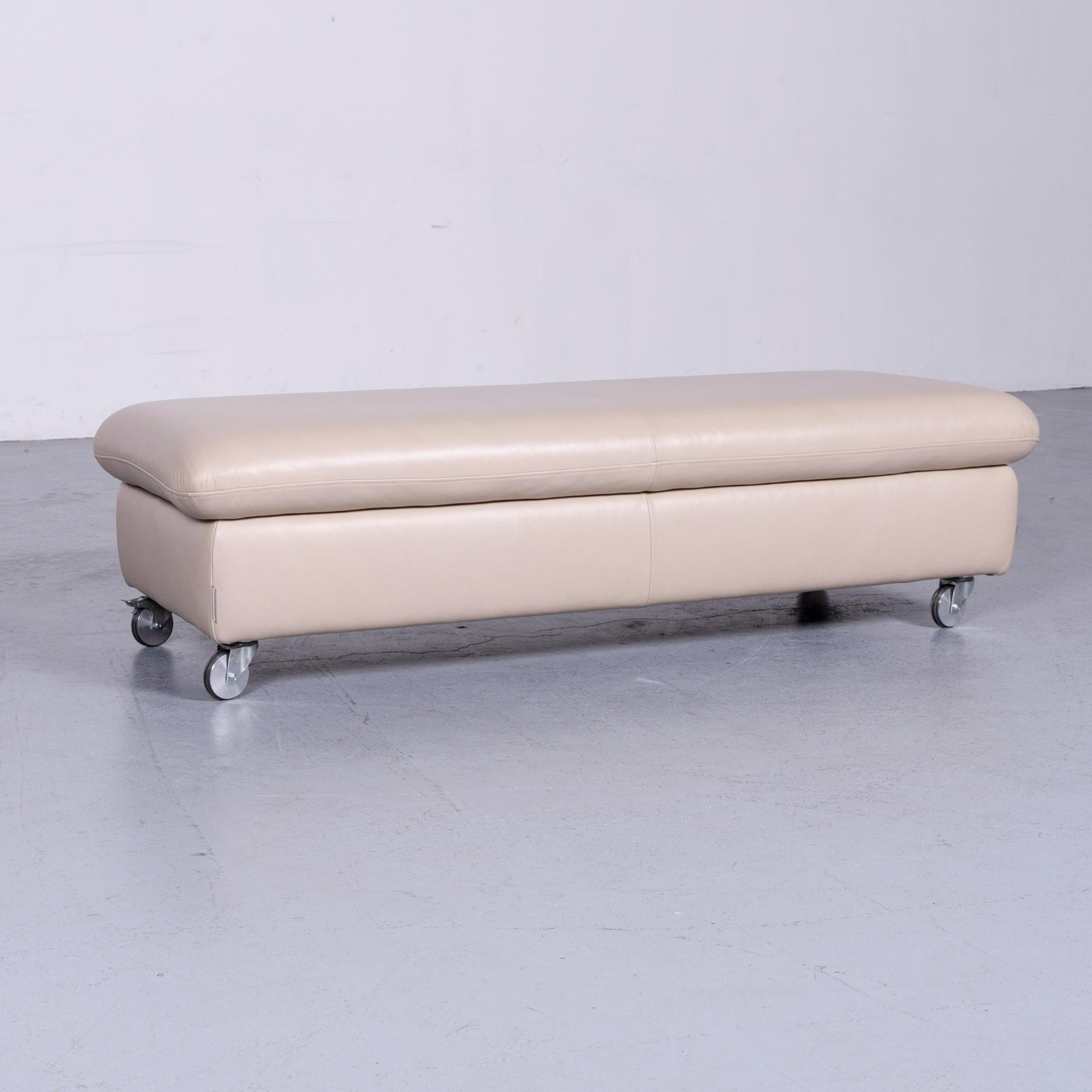 Willi Schillig Enjoy Designer Leather Sofa Footstool Set Beige Modern 10
