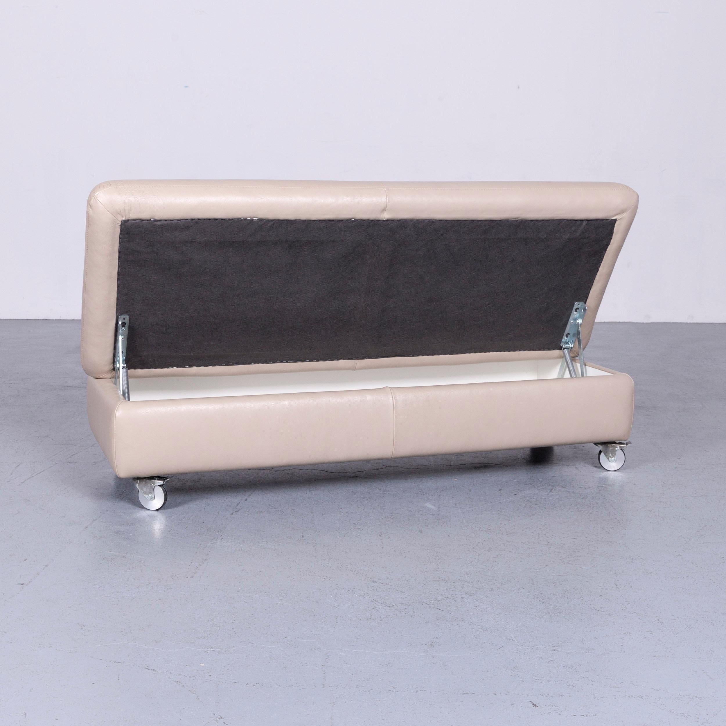 Willi Schillig Enjoy Designer Leather Sofa Footstool Set Beige Modern 11