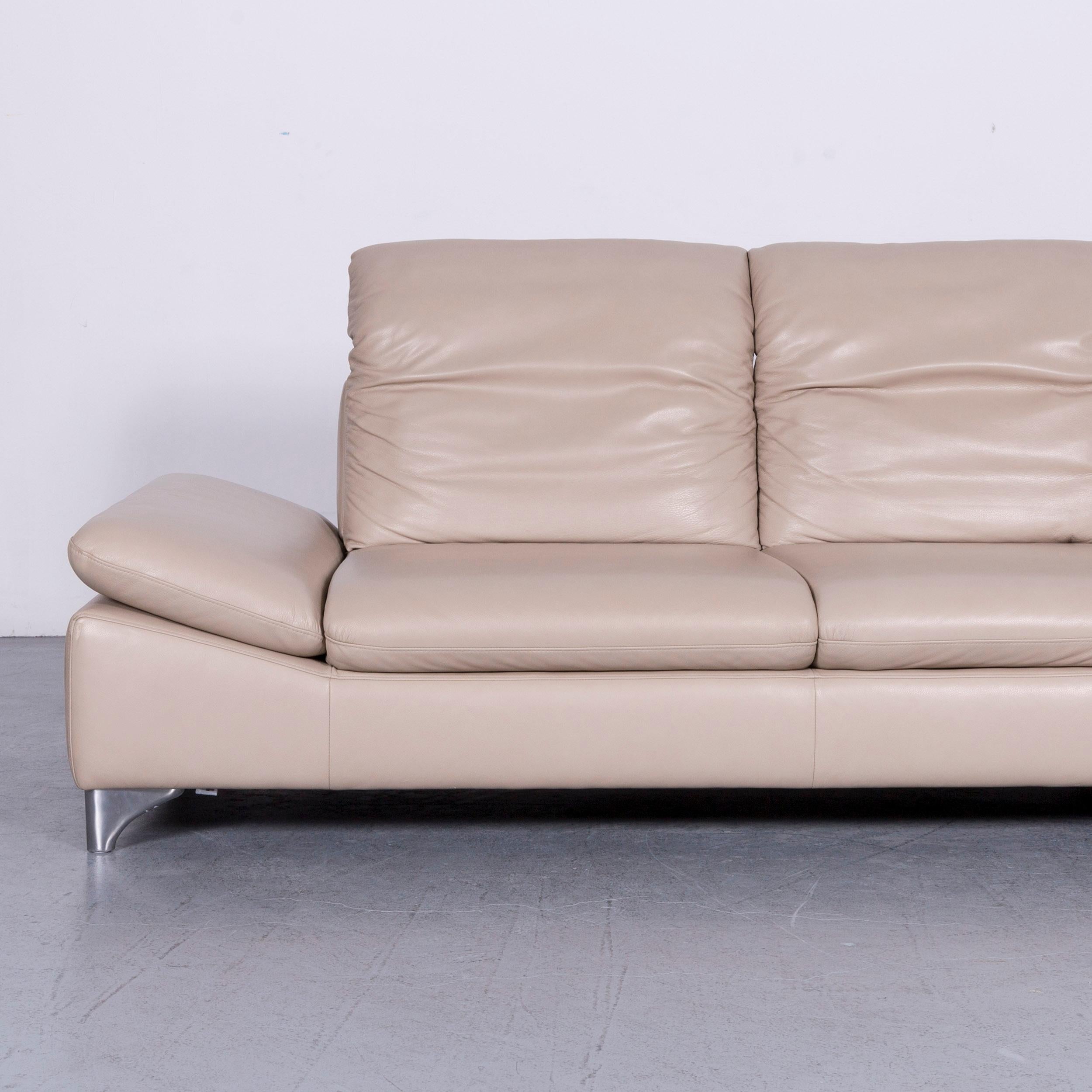 Willi Schillig Enjoy Designer Leather Sofa Footstool Set Beige Modern 1