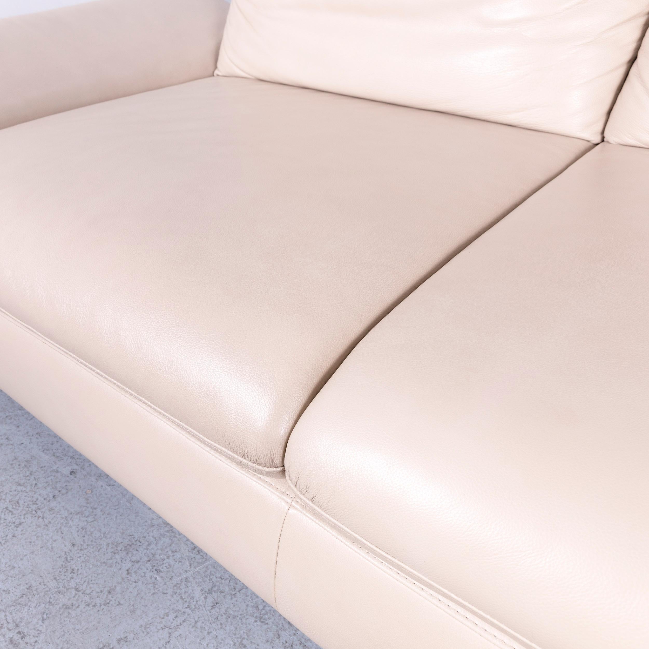 Willi Schillig Enjoy Designer Leather Sofa Footstool Set Beige Modern 4