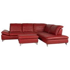 Willi Schillig Enjoy Leather Sofa Set Red Corner Sofa Stool Function