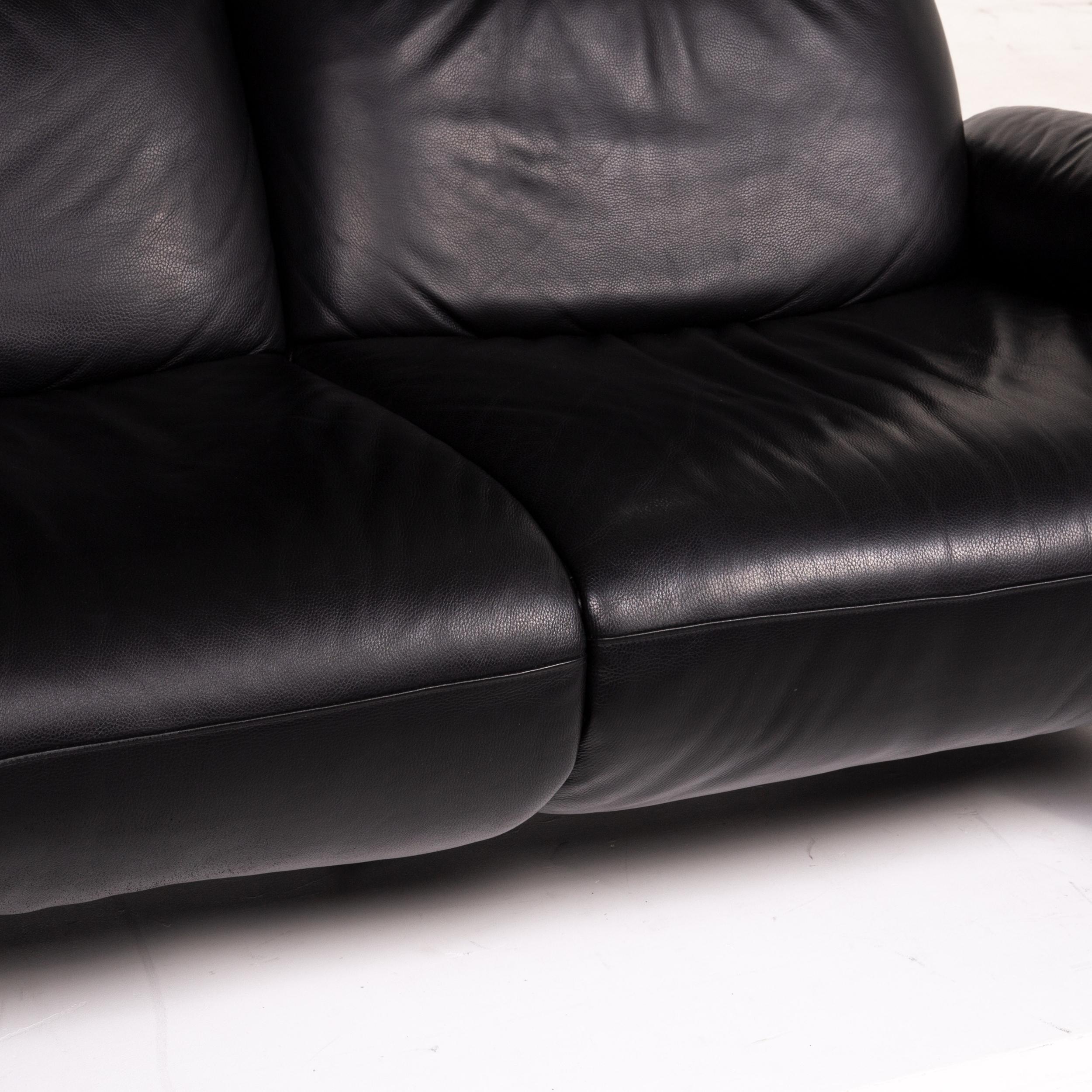 Modern Willi Schillig Ergoline Leather Sofa Black Two-Seat Function Relax Function For Sale
