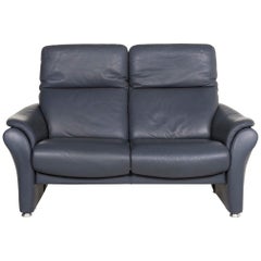 Willi Schillig Ergoline Leather Sofa Blue Two-Seat Function Relax Function