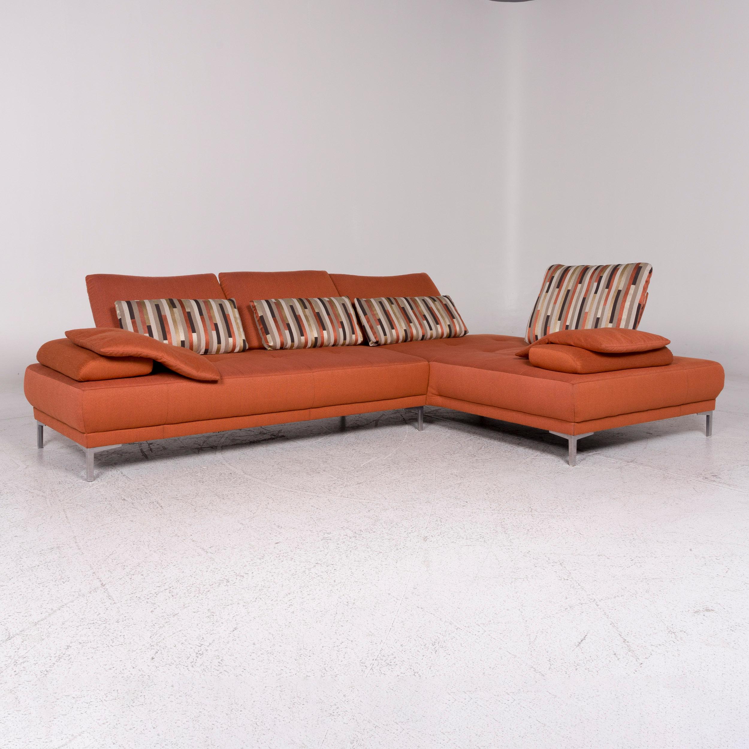 German Willi Schillig Fabric Sofa Set Orange Corner Sofa Stool