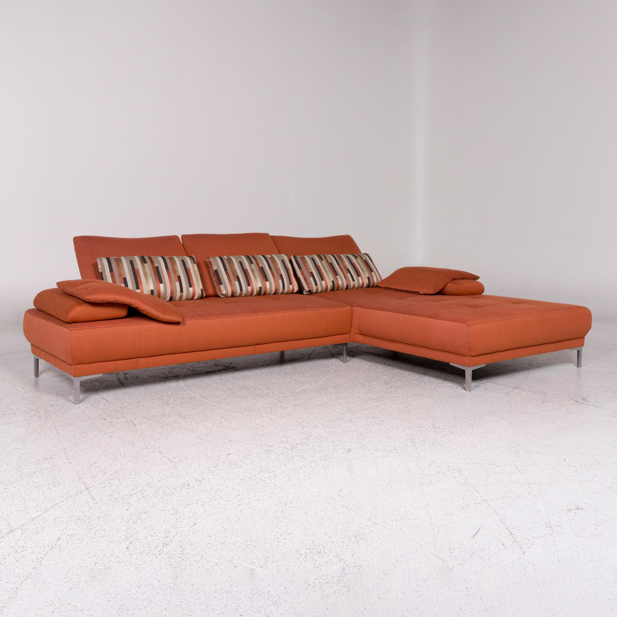 Willi Schillig Fabric Sofa Set Orange Corner Sofa Stool In Excellent Condition In Cologne, DE