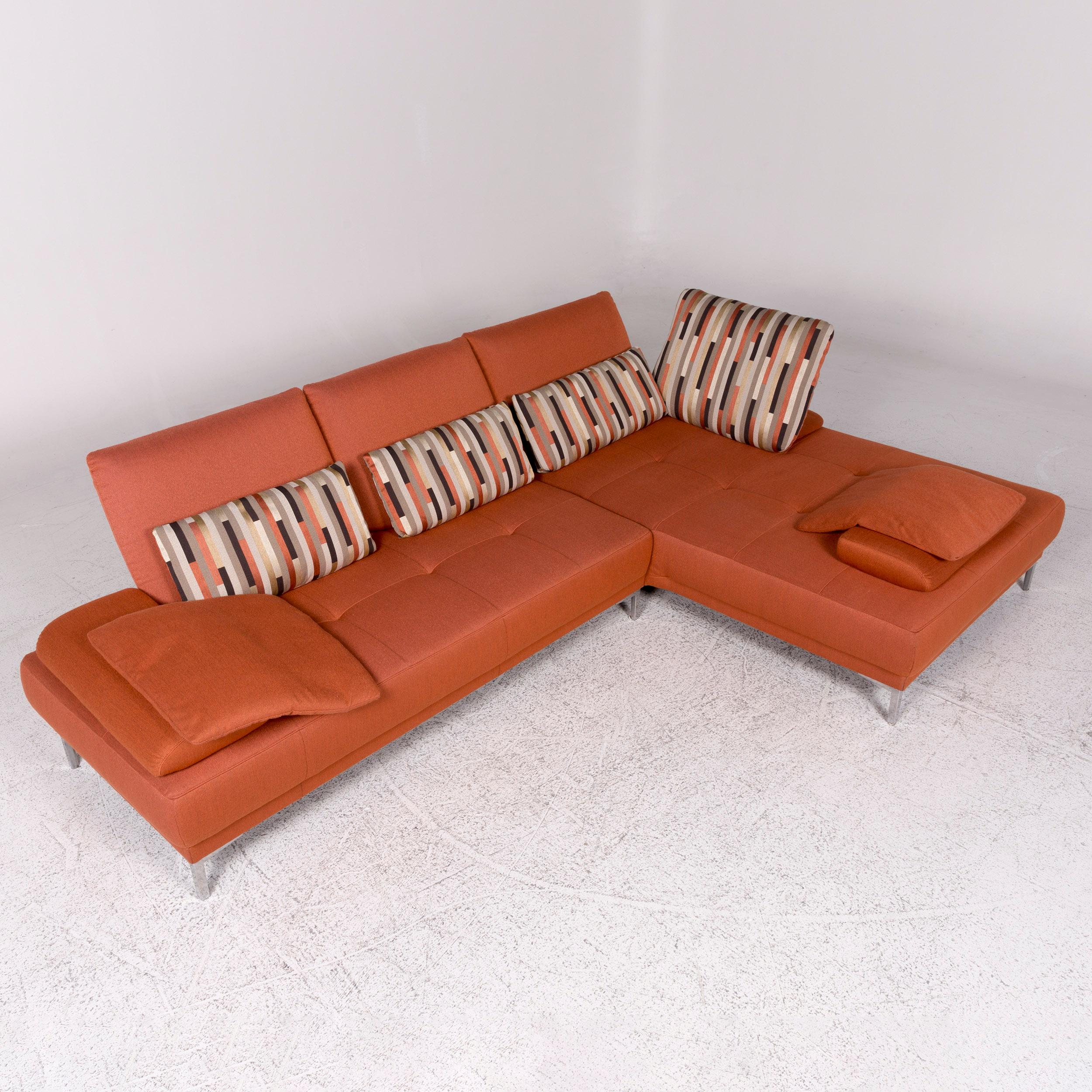 Contemporary Willi Schillig Fabric Sofa Set Orange Corner Sofa Stool