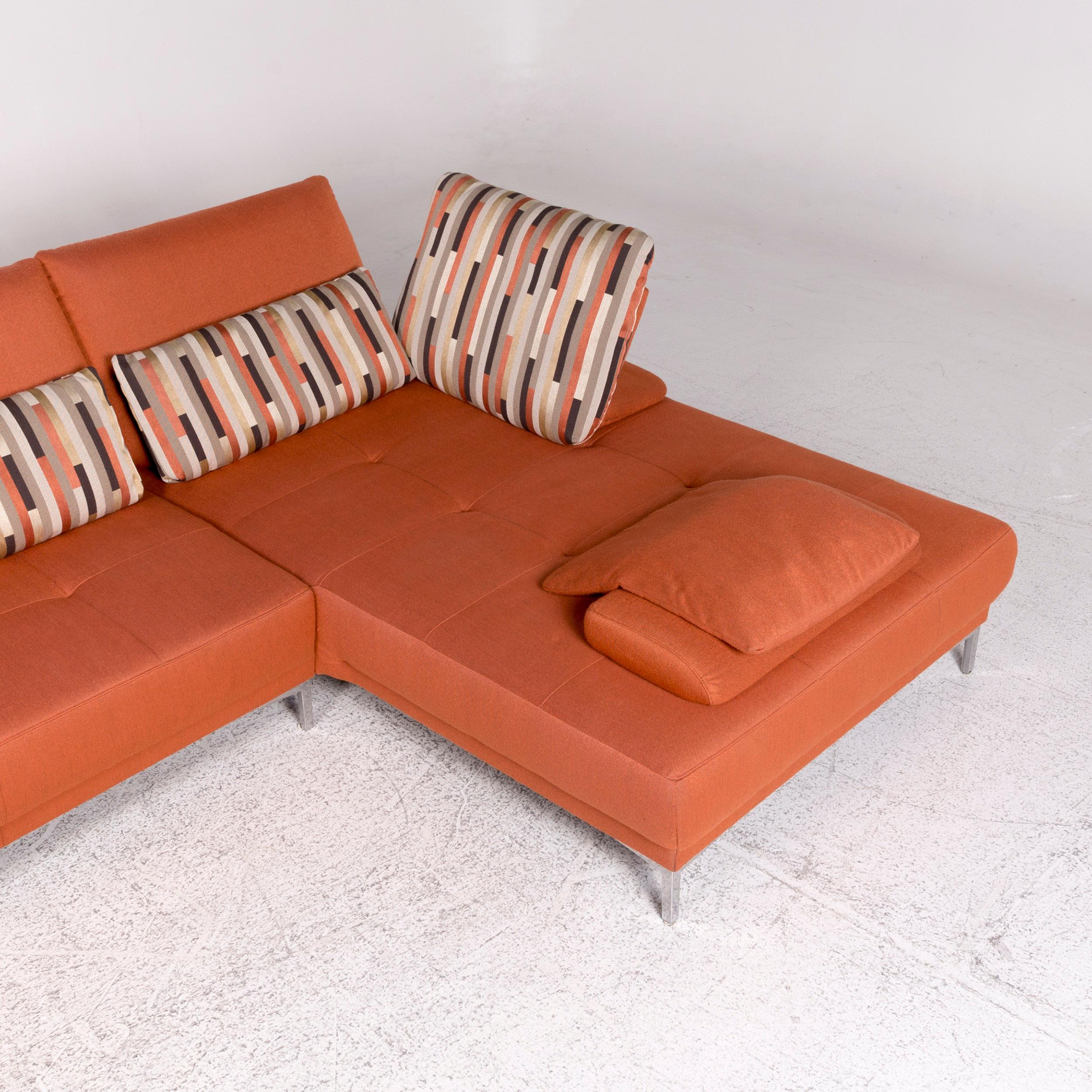 Willi Schillig Fabric Sofa Set Orange Corner Sofa Stool 3