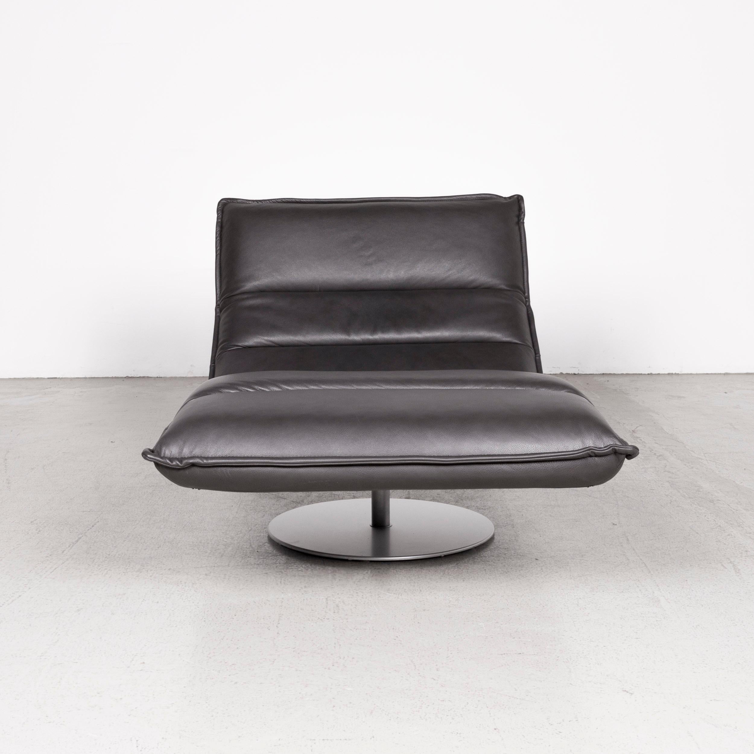Modern Willi Schillig Inkoognito Leather Lounger Anthracite Genuine Leather For Sale