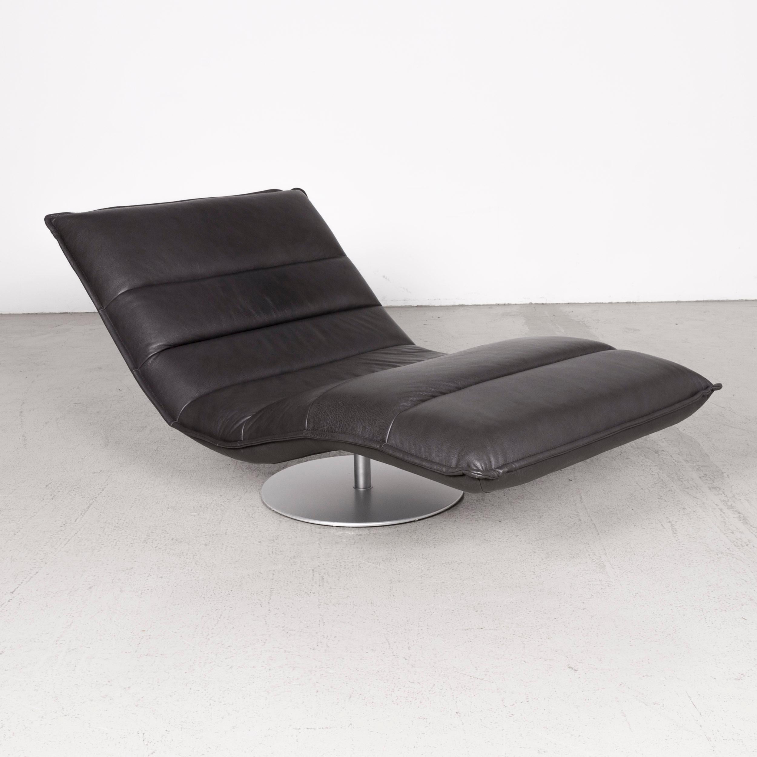 Willi Schillig Inkoognito Leather Lounger Anthracite Genuine Leather In Excellent Condition For Sale In Cologne, DE