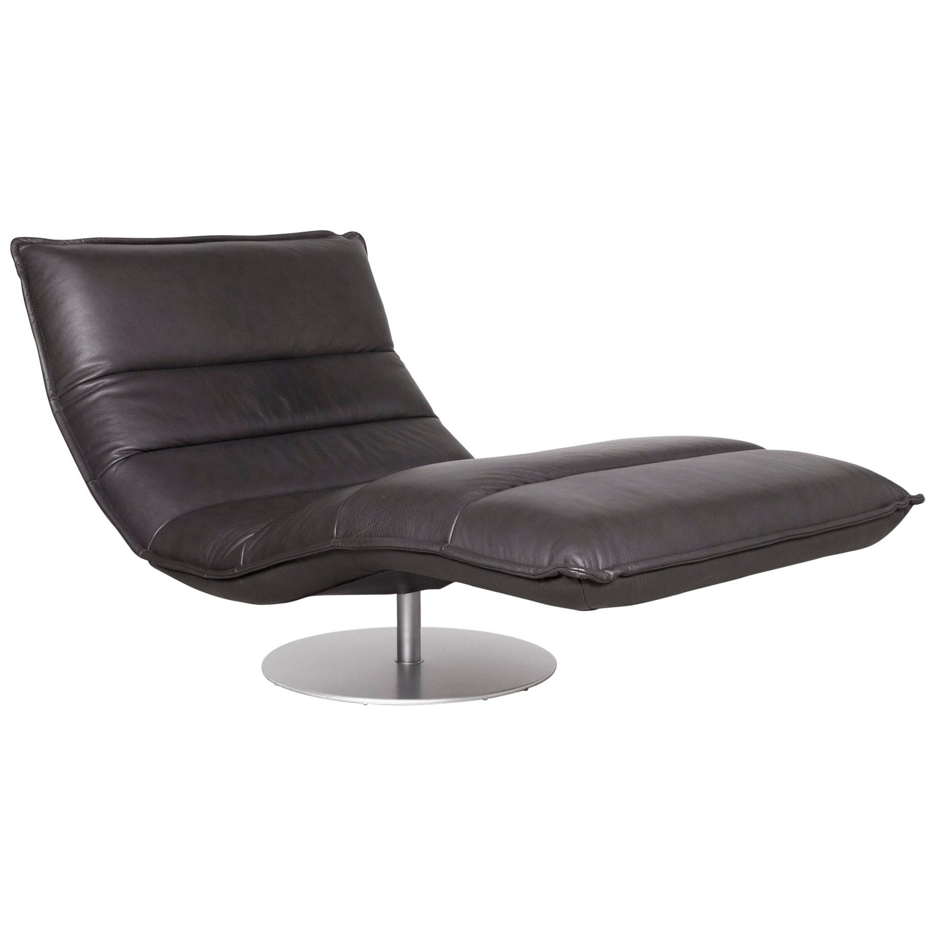Willi Schillig Inkoognito Leather Lounger Anthracite Genuine Leather For Sale