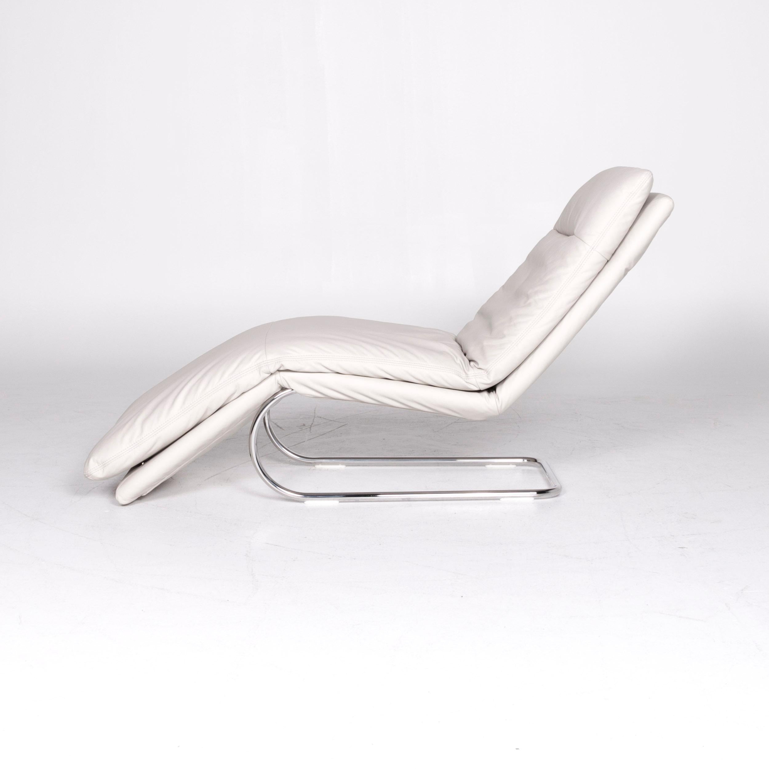 Willi Schillig Jill Designer Leather Lounger Cream Chair Relax Function 4