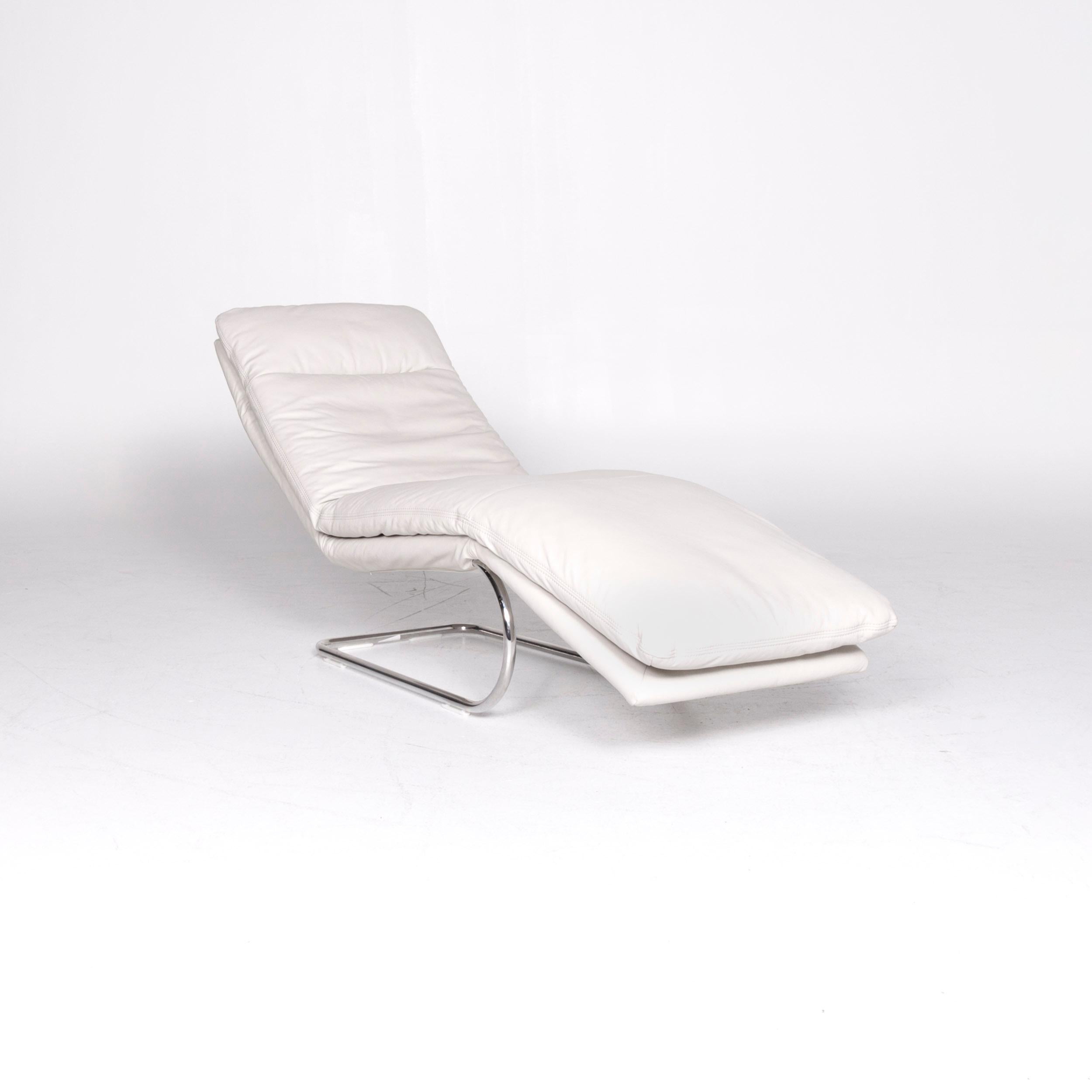 Modern Willi Schillig Jill Designer Leather Lounger Cream Chair Relax Function