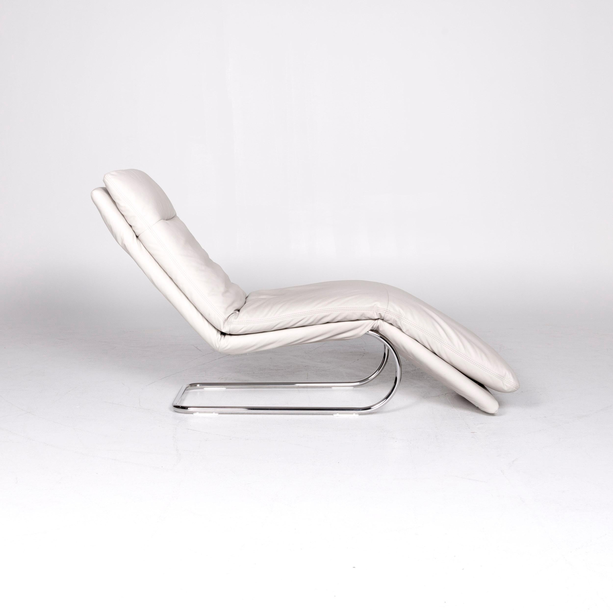 Willi Schillig Jill Designer Leather Lounger Cream Chair Relax Function 2