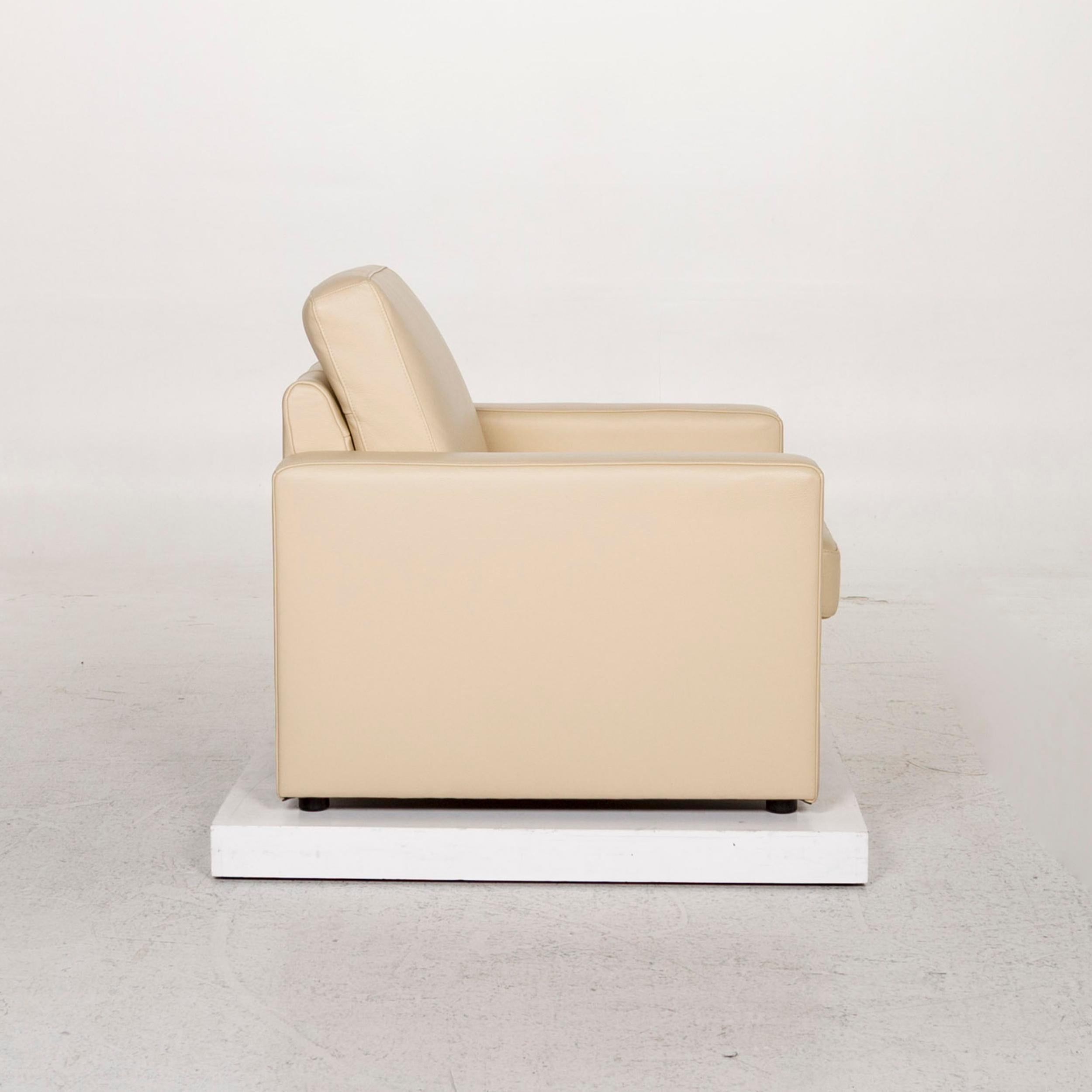 Contemporary Willi Schillig Leather Armchair Cream For Sale