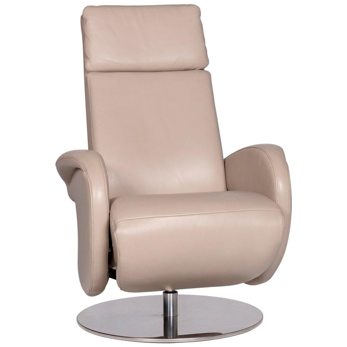 Willi Schillig Leather Armchair Cream Relax Function For Sale