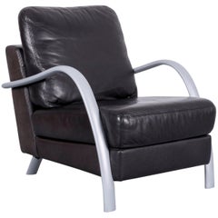 Willi Schillig Leather Armchair in Black One-Seat