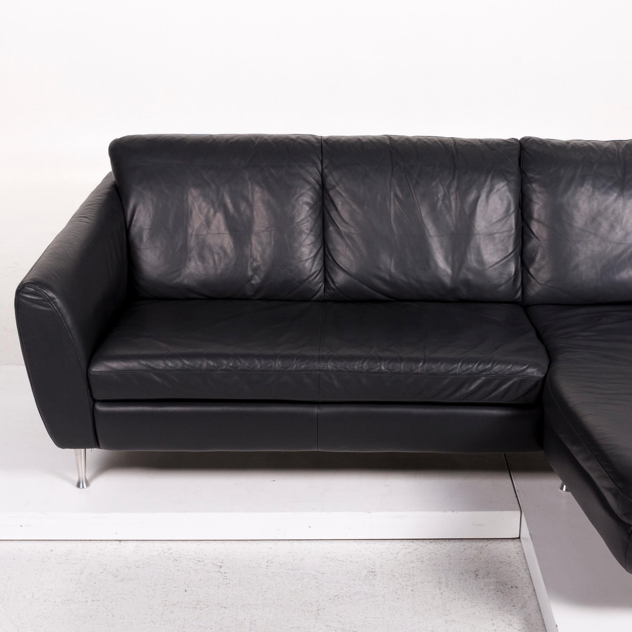 Modern Willi Schillig Leather Corner Sofa Anthracite Gray Sofa Couch For Sale