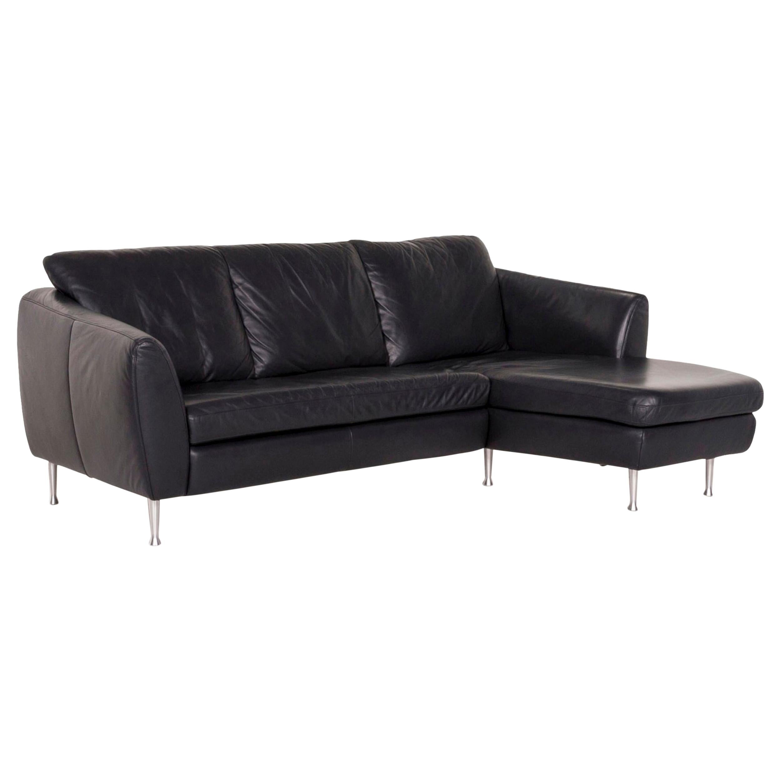Willi Schillig Leather Corner Sofa Anthracite Gray Sofa Couch For Sale