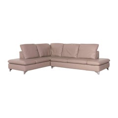 Willi Schillig Leather Corner Sofa Beige Cappuccino Sofa Couch