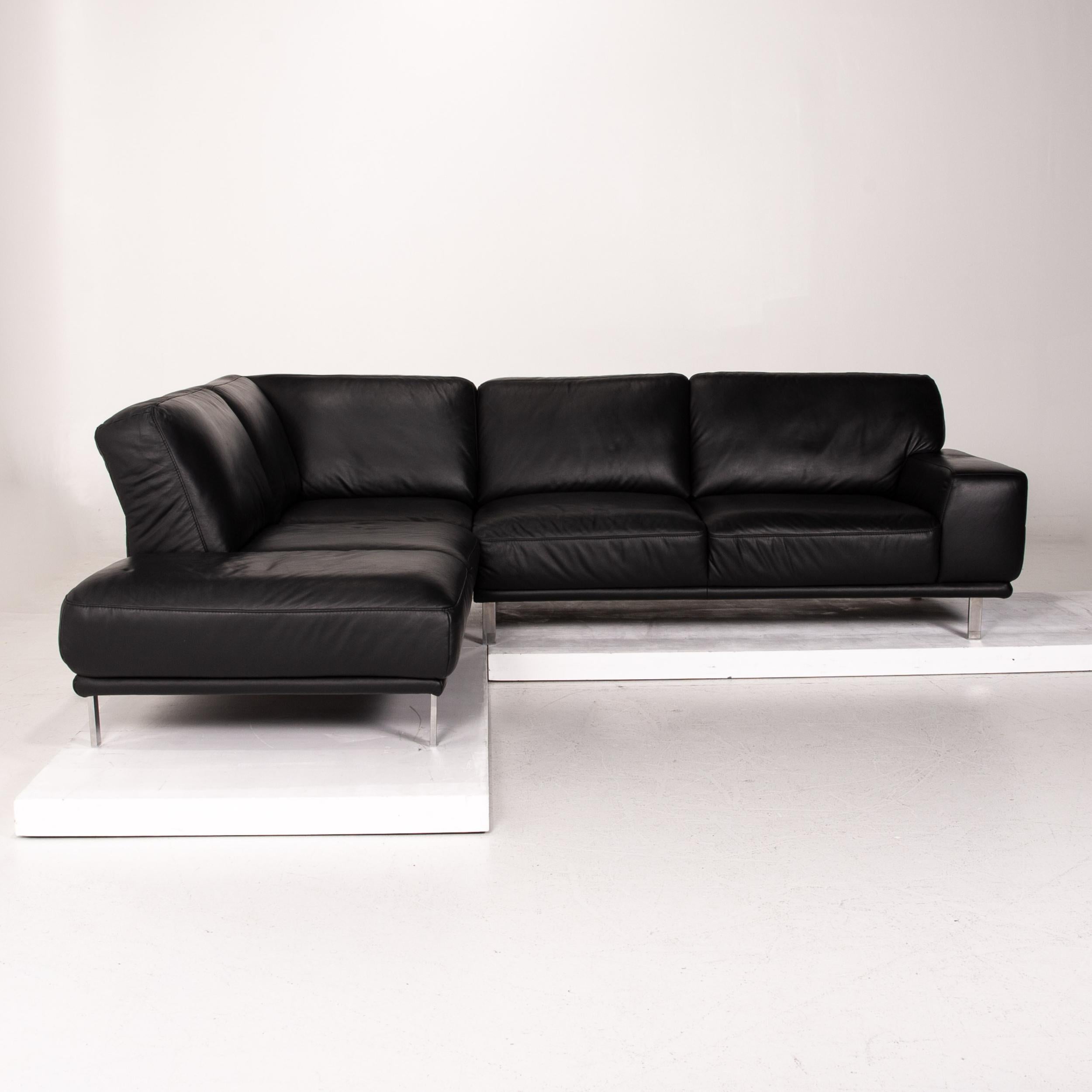 Willi Schillig Leather Corner Sofa Black Sofa Couch For Sale 5