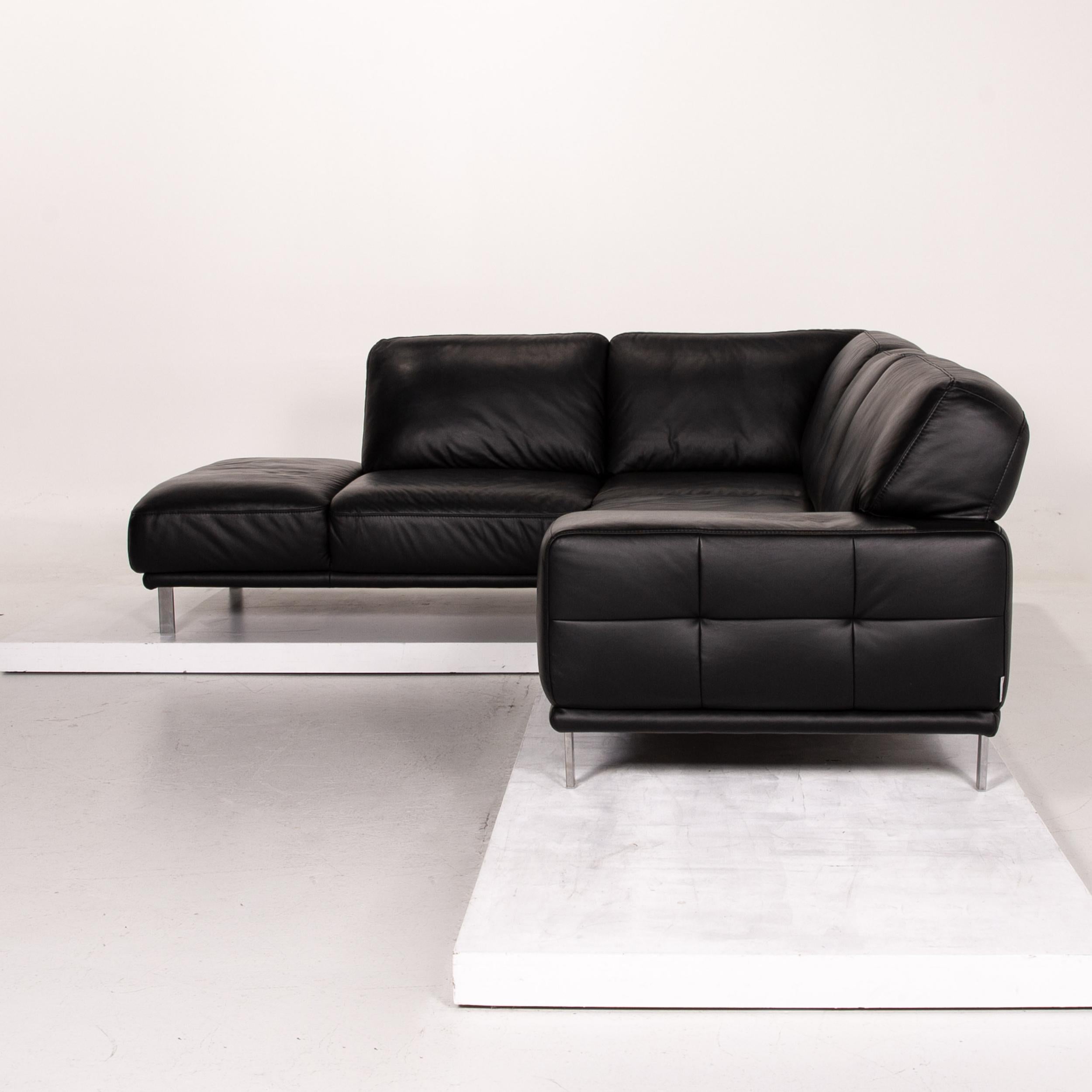 Willi Schillig Leather Corner Sofa Black Sofa Couch For Sale 7