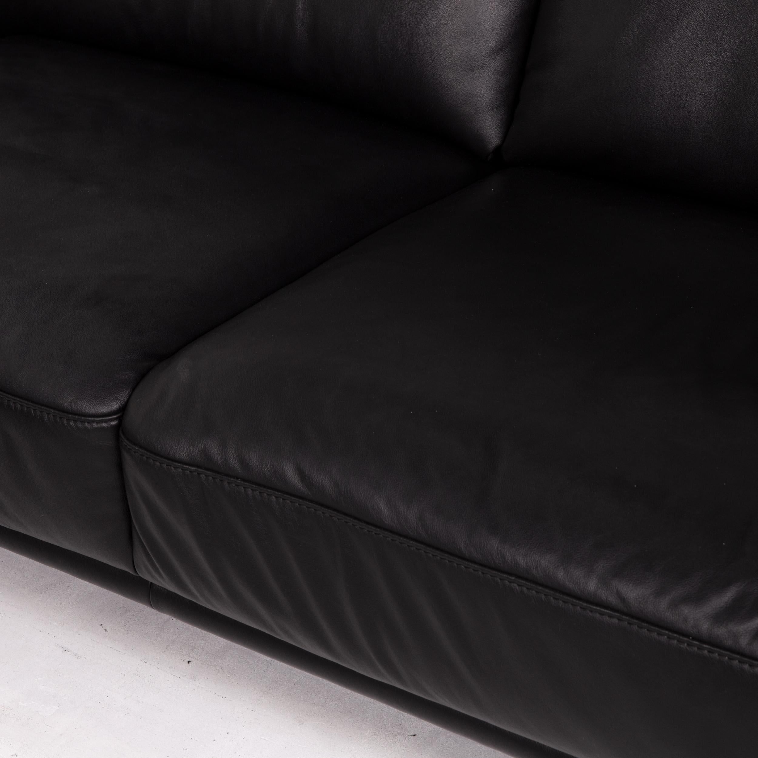 Modern Willi Schillig Leather Corner Sofa Black Sofa Couch For Sale