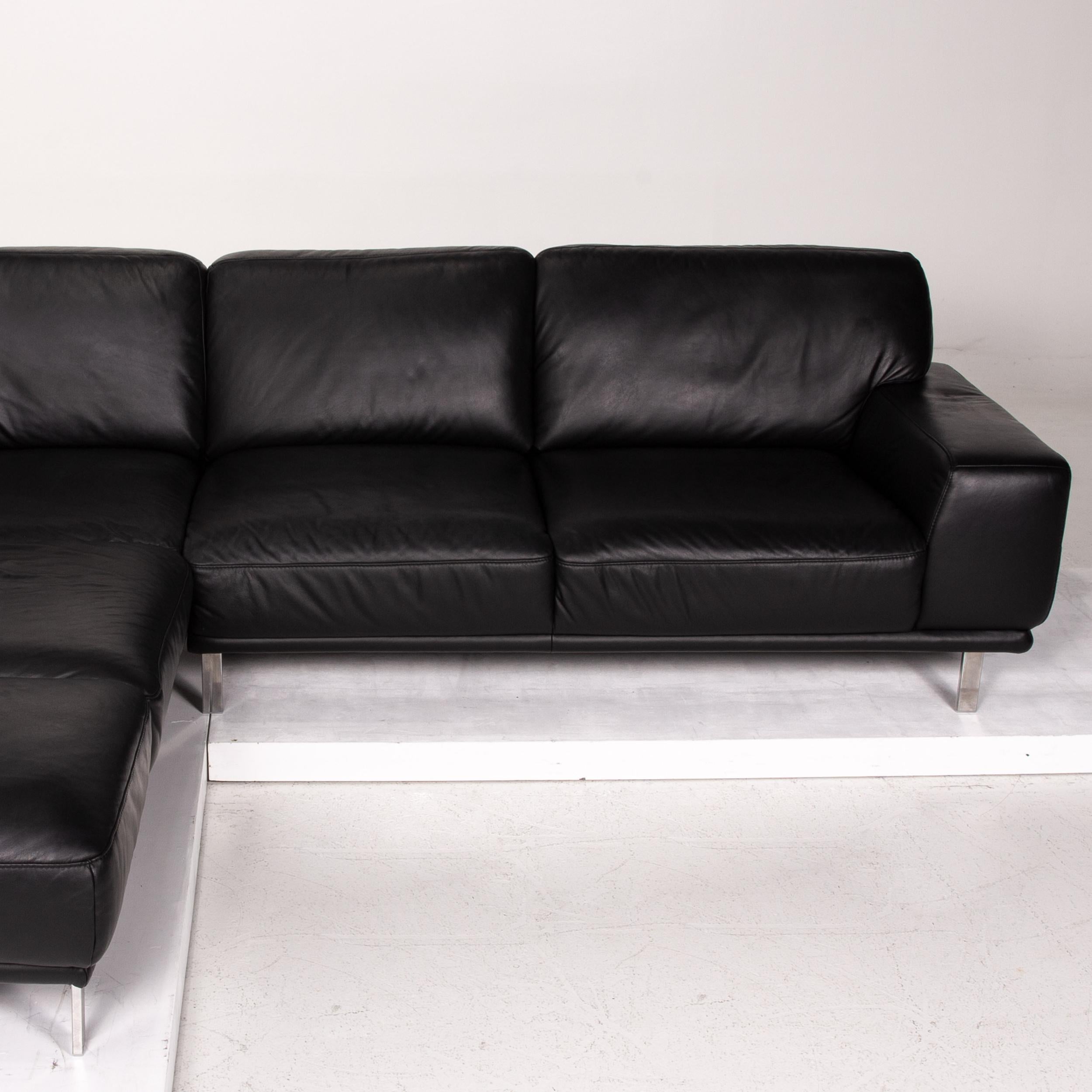 Willi Schillig Leather Corner Sofa Black Sofa Couch For Sale 3