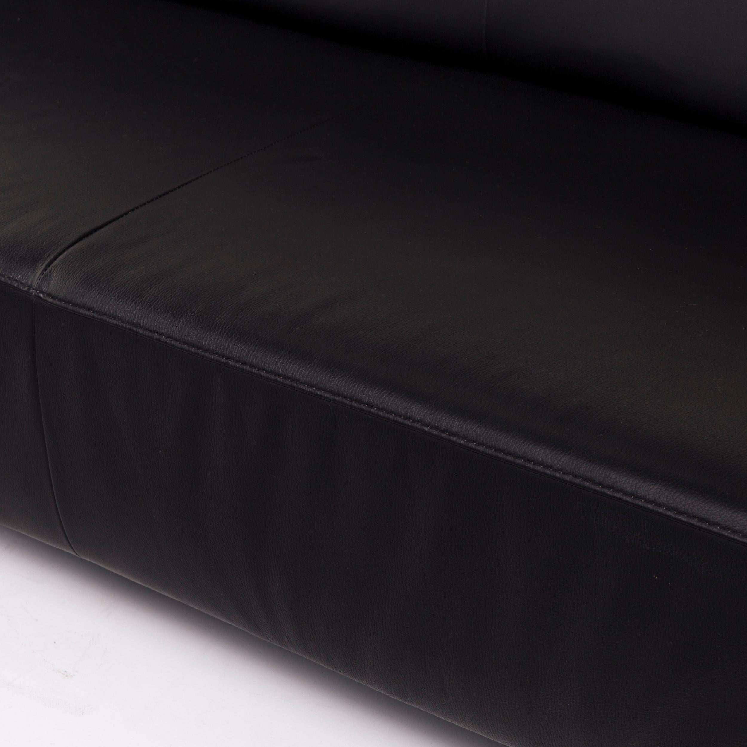 Modern Willi Schillig Leather Corner Sofa Black Sofa Function Couch