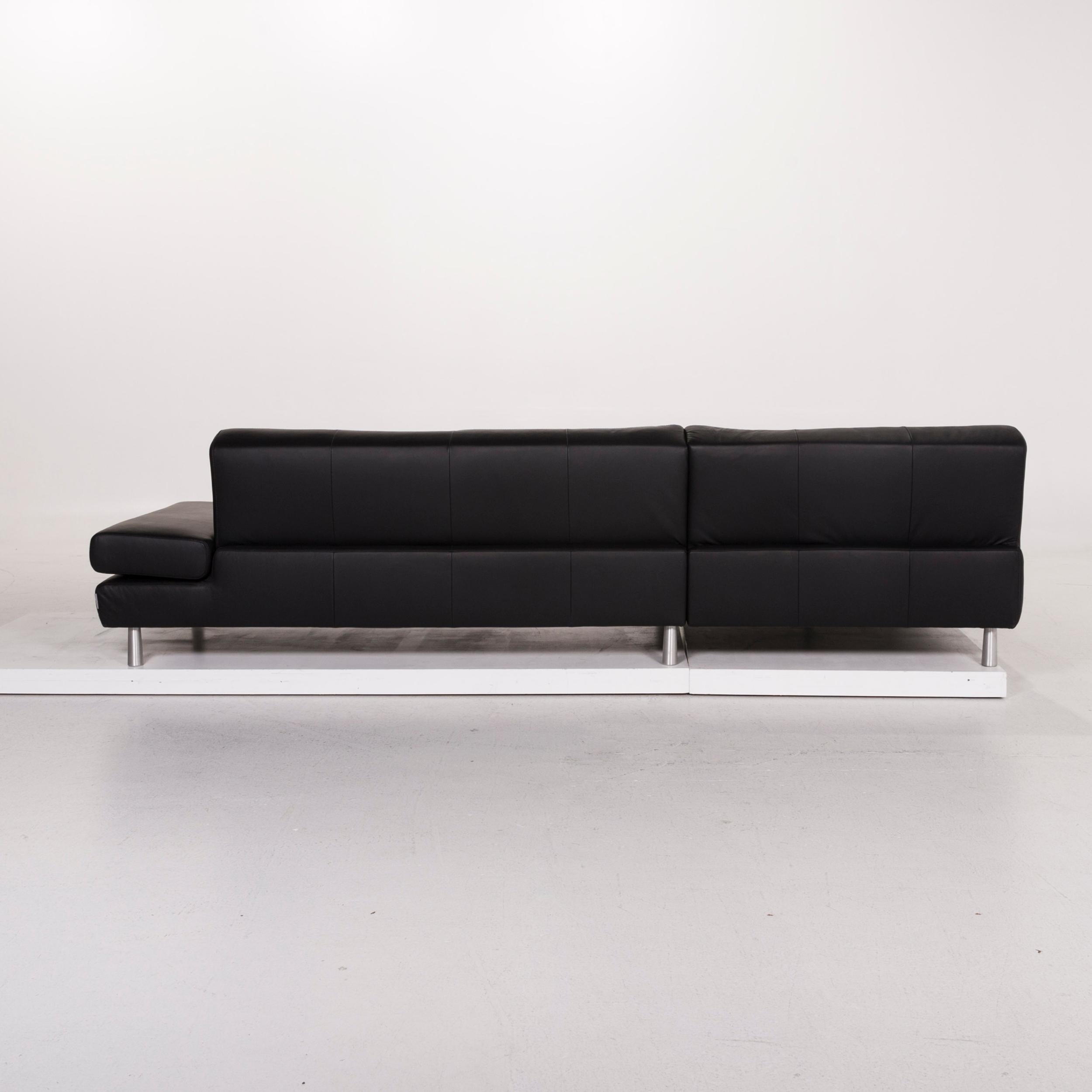 Contemporary Willi Schillig Leather Corner Sofa Black Sofa Function Couch