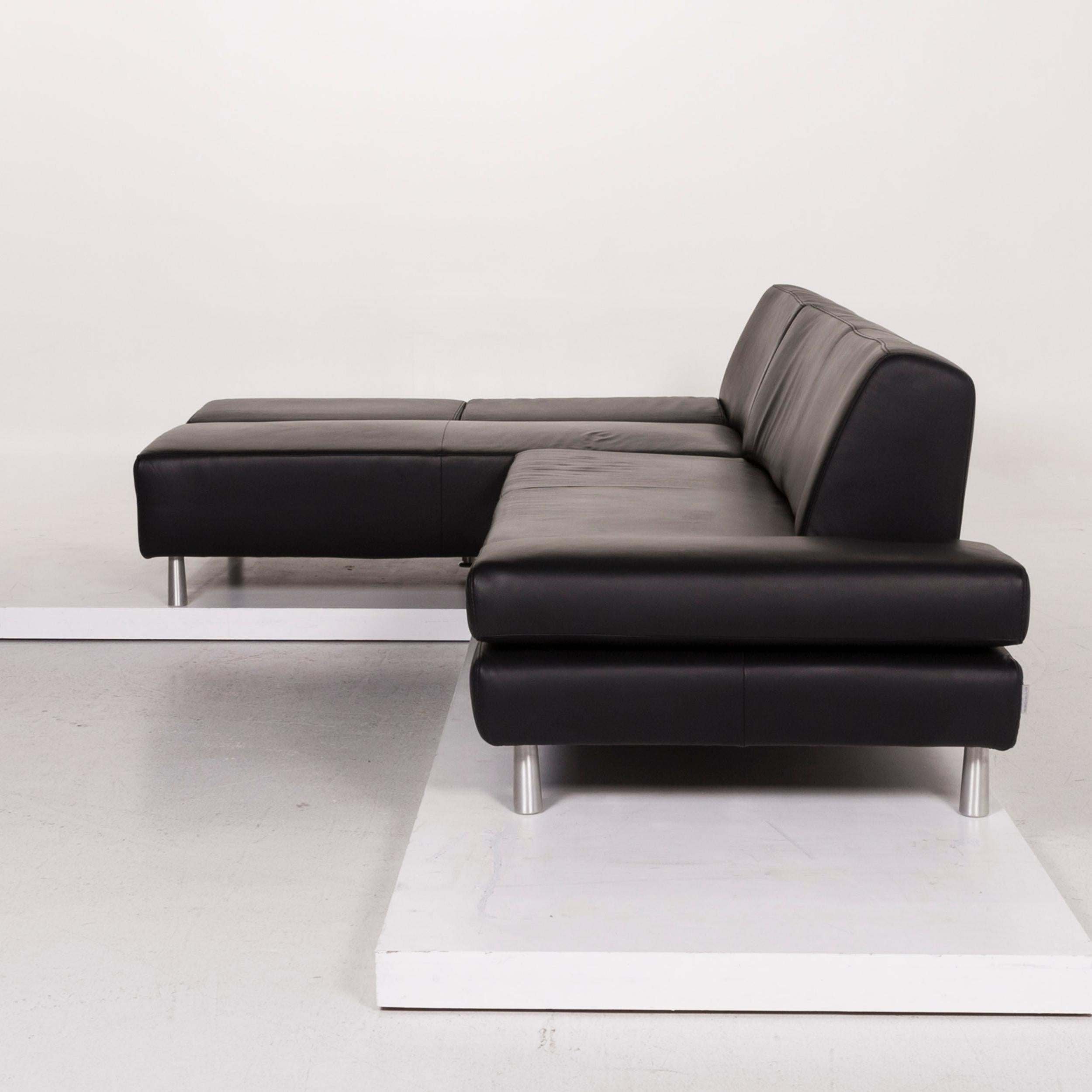 Willi Schillig Leather Corner Sofa Black Sofa Function Couch 1