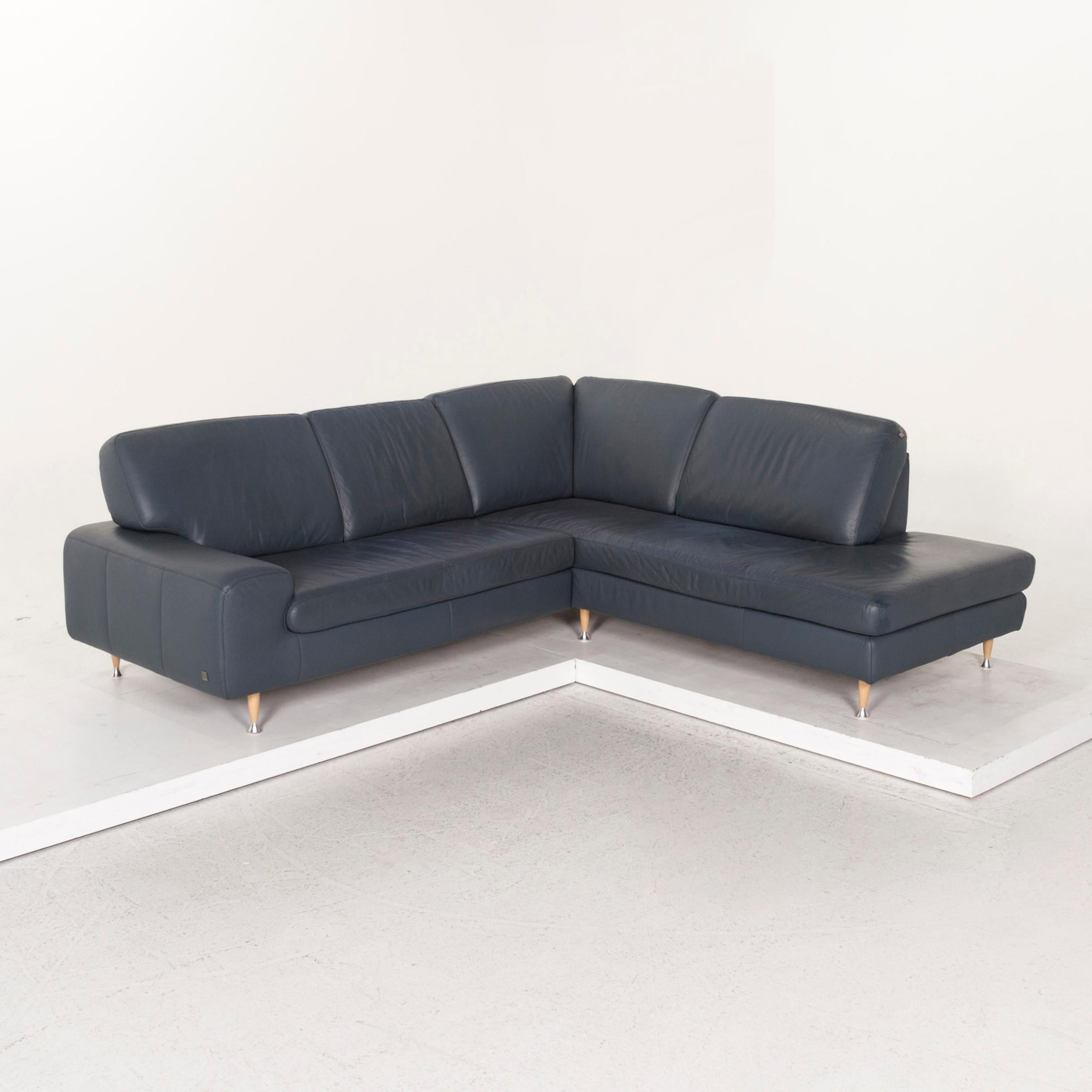 Willi Schillig Leather Corner Sofa Blue Sofa Couch 4