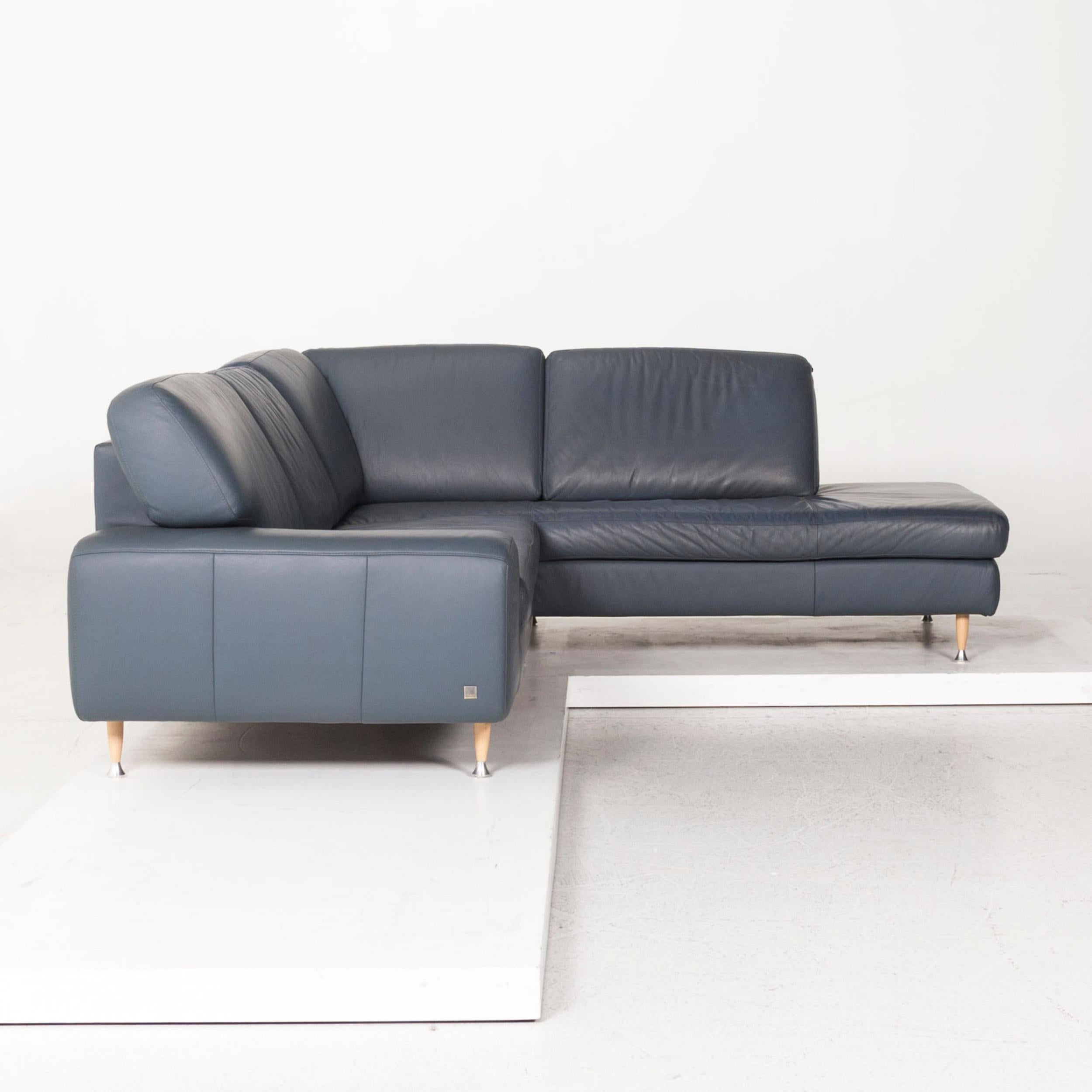 Willi Schillig Leather Corner Sofa Blue Sofa Couch 5