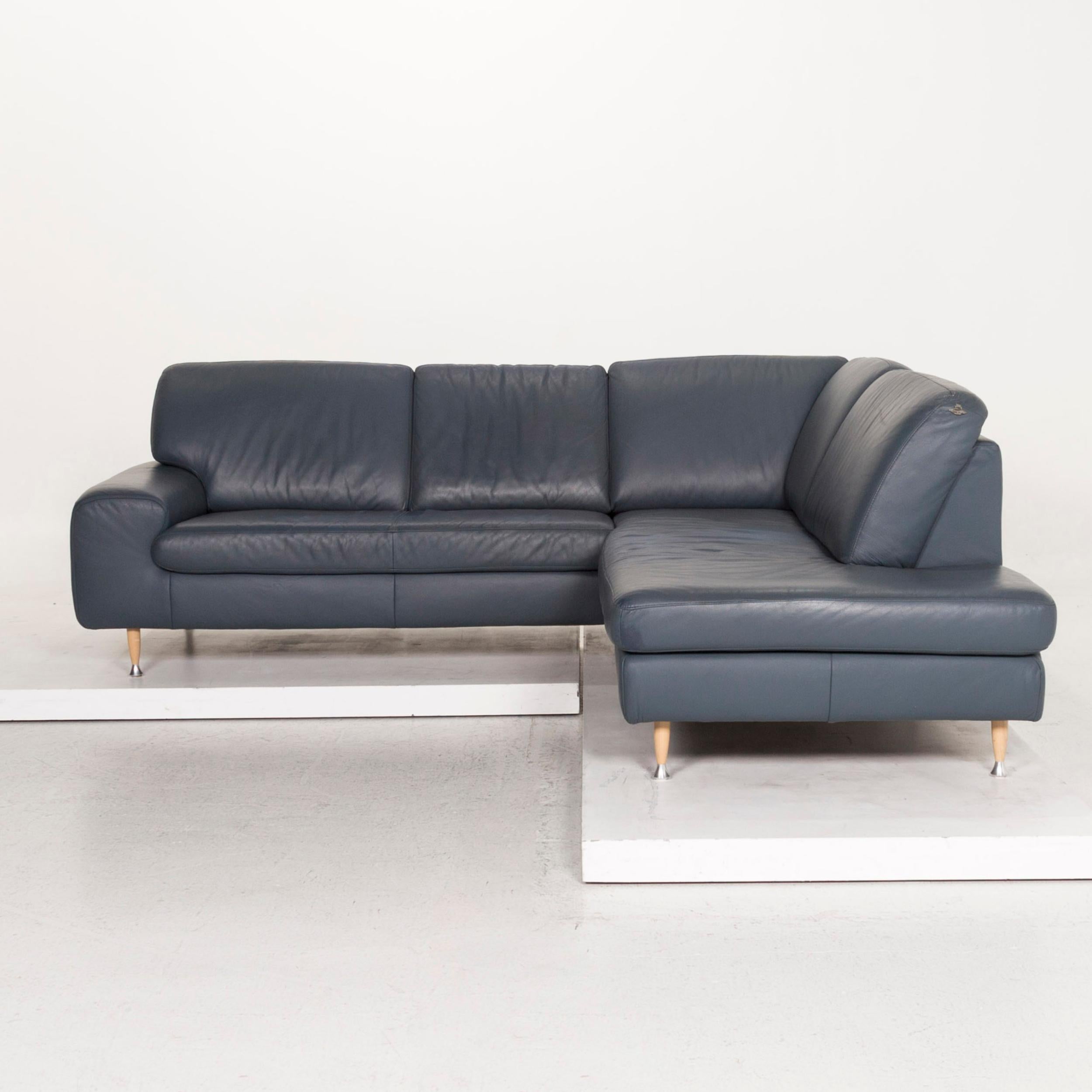 Willi Schillig Leather Corner Sofa Blue Sofa Couch 7