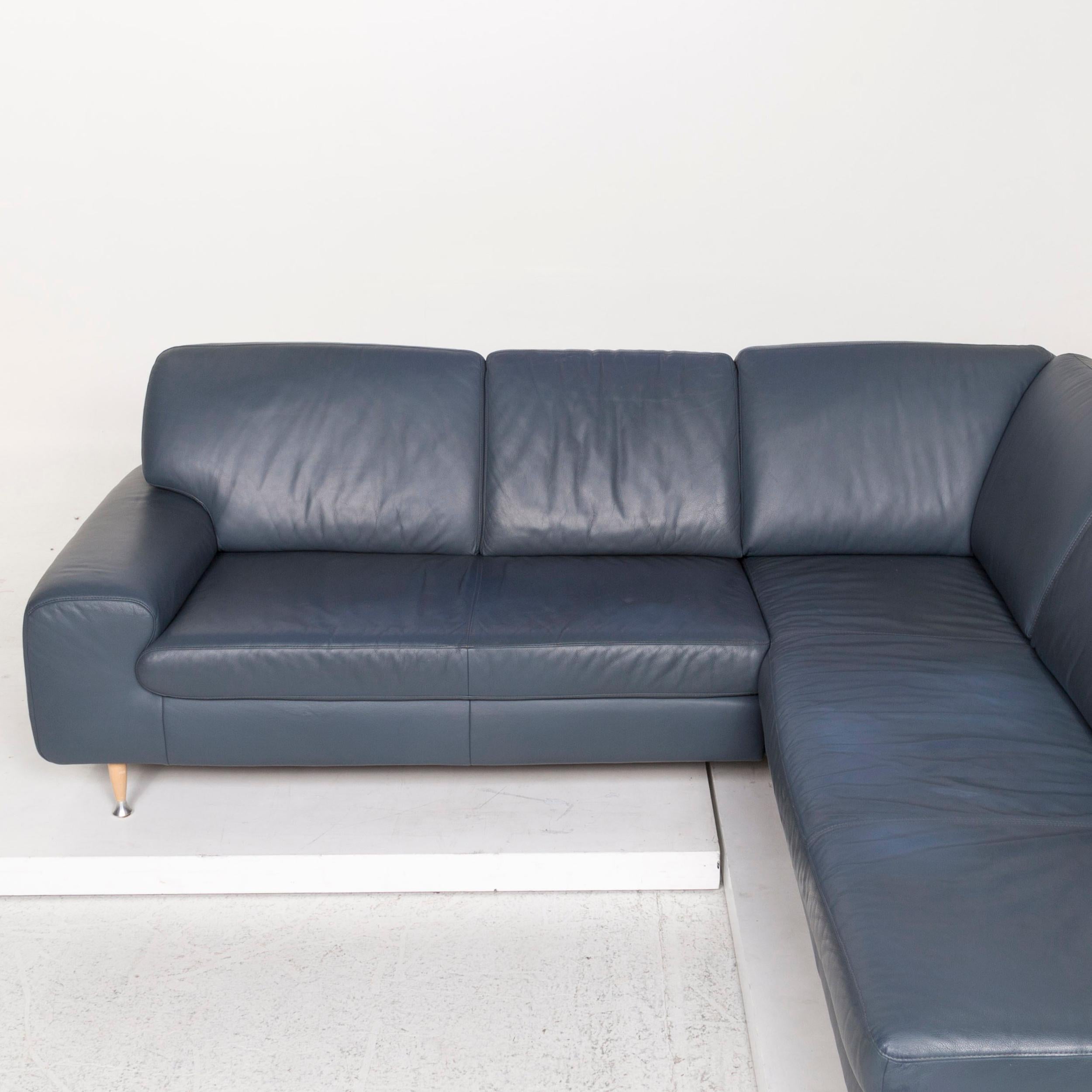 Willi Schillig Leather Corner Sofa Blue Sofa Couch For Sale 2