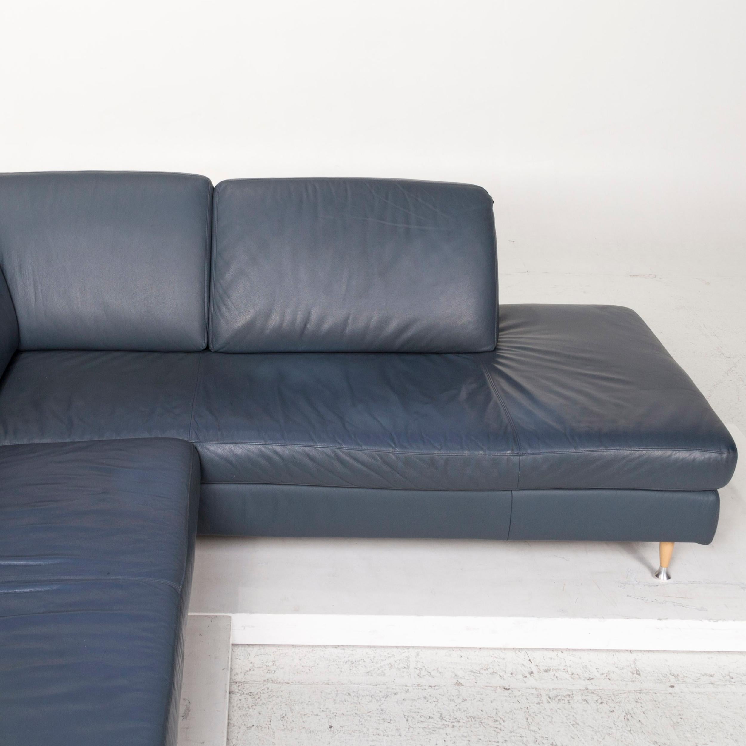 Willi Schillig Leather Corner Sofa Blue Sofa Couch 3
