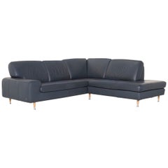 Willi Schillig Leather Corner Sofa Blue Sofa Couch