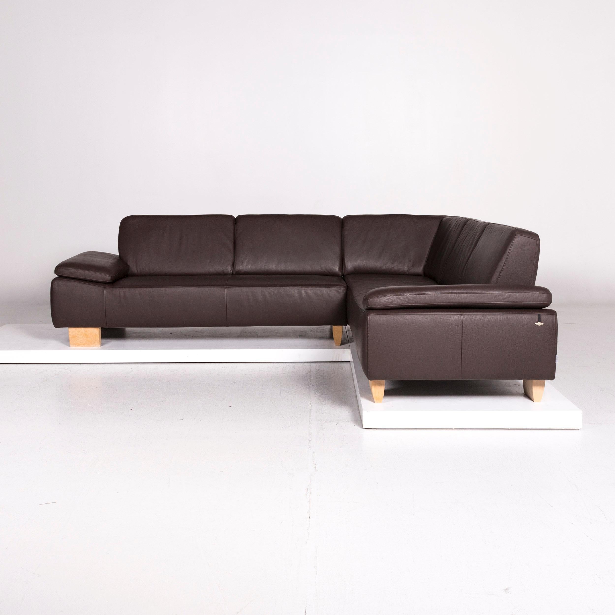 Willi Schillig Leather Corner Sofa Brown Dark Brown Sofa Couch For Sale 6