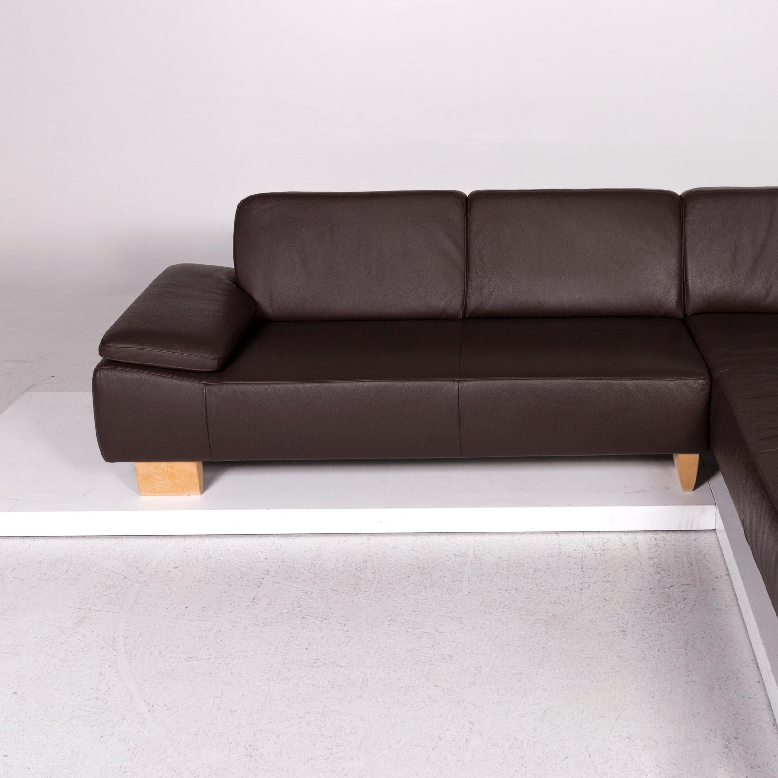 Willi Schillig Leather Corner Sofa Brown Dark Brown Sofa Couch For Sale 2