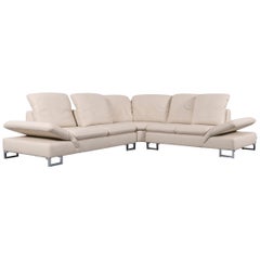 Willi Schillig Leather Corner-Sofa Off-White