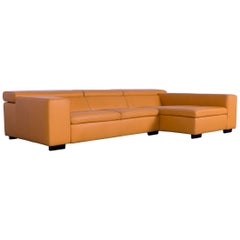 Willi Schillig Leather Corner Sofa Orange Yellow Couch