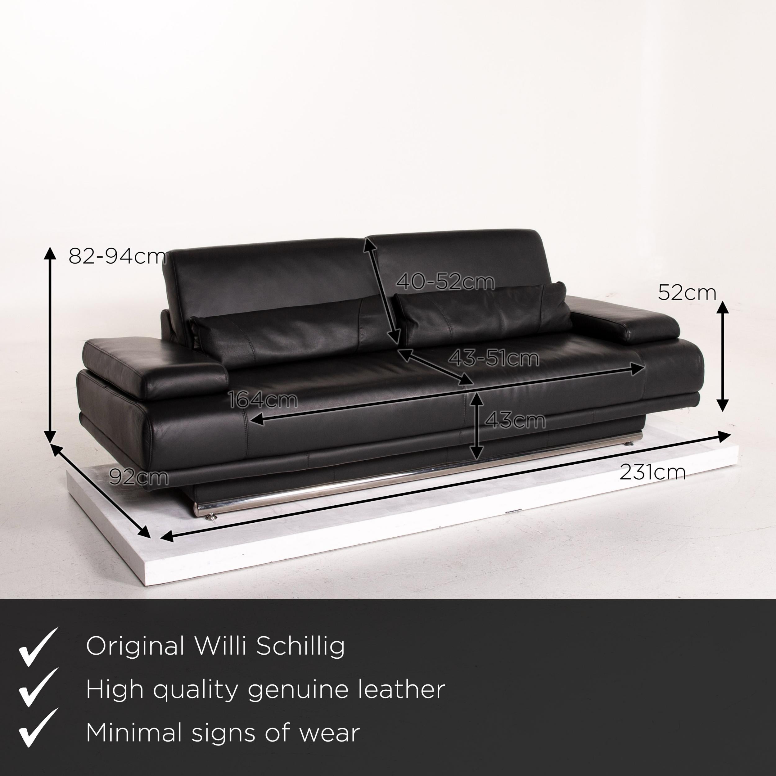 We present to you a Willi Schillig leather sofa anthracite gray three-seat couch.
  
 

 Product measurements in centimeters:
 

Depth 92
Width 231
Height 82
Seat height 43
Rest height 52
Seat depth 43
Seat width 164
Back height 40.