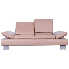 Willi Schillig Leather Sofa Beige Two-Seat Couch