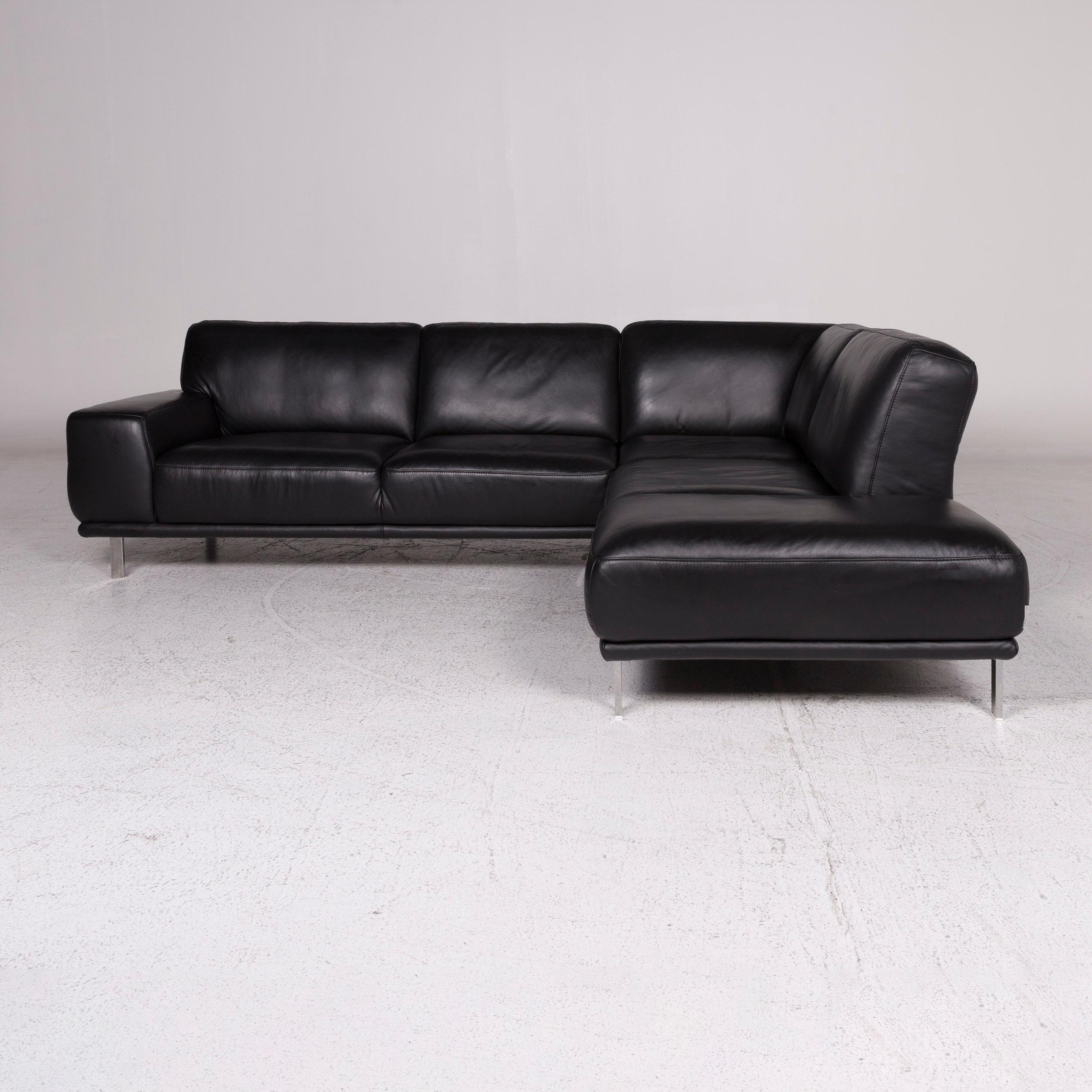Willi Schillig Leather Sofa Black Corner Sofa 4